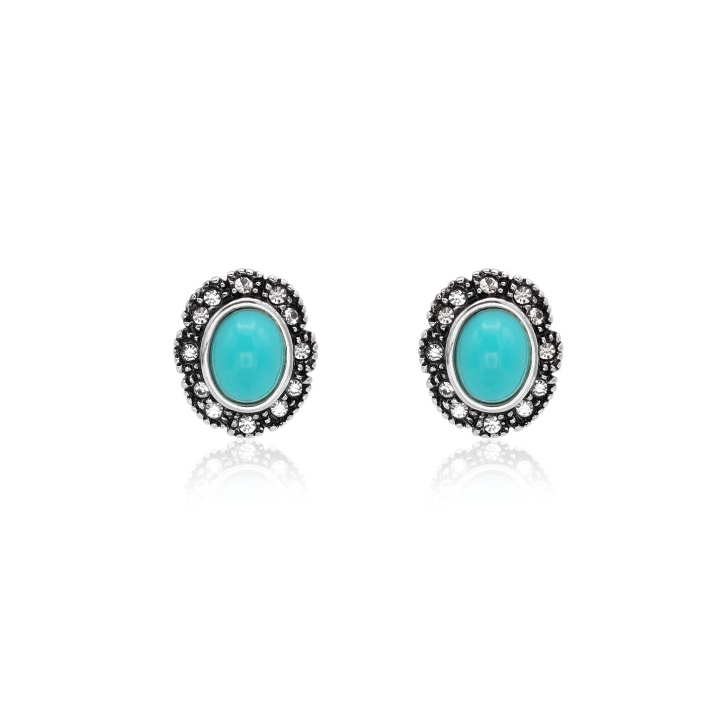 Josie Vintage Turquoise and Clear Austrian Crystal Post Earrings