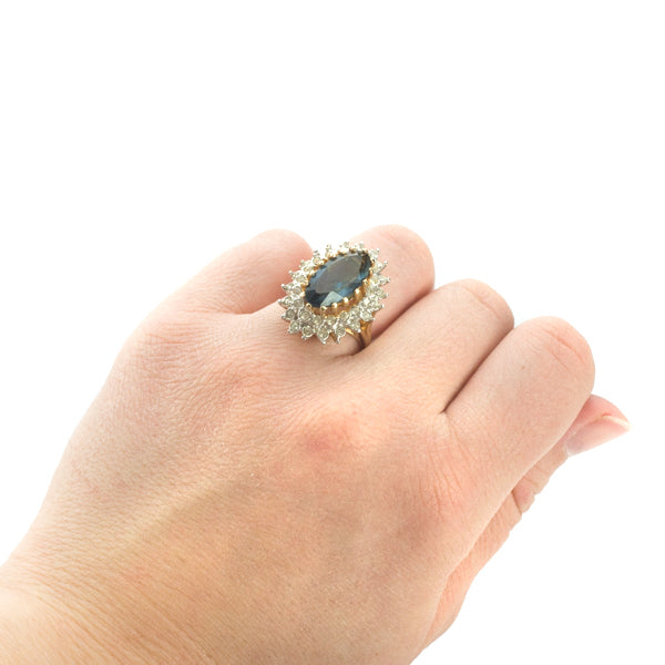 Vintage Ring Austrian Crystal Cocktail Ring 18k Yellow or White Gold Electroplated Antique Womans Jewelry