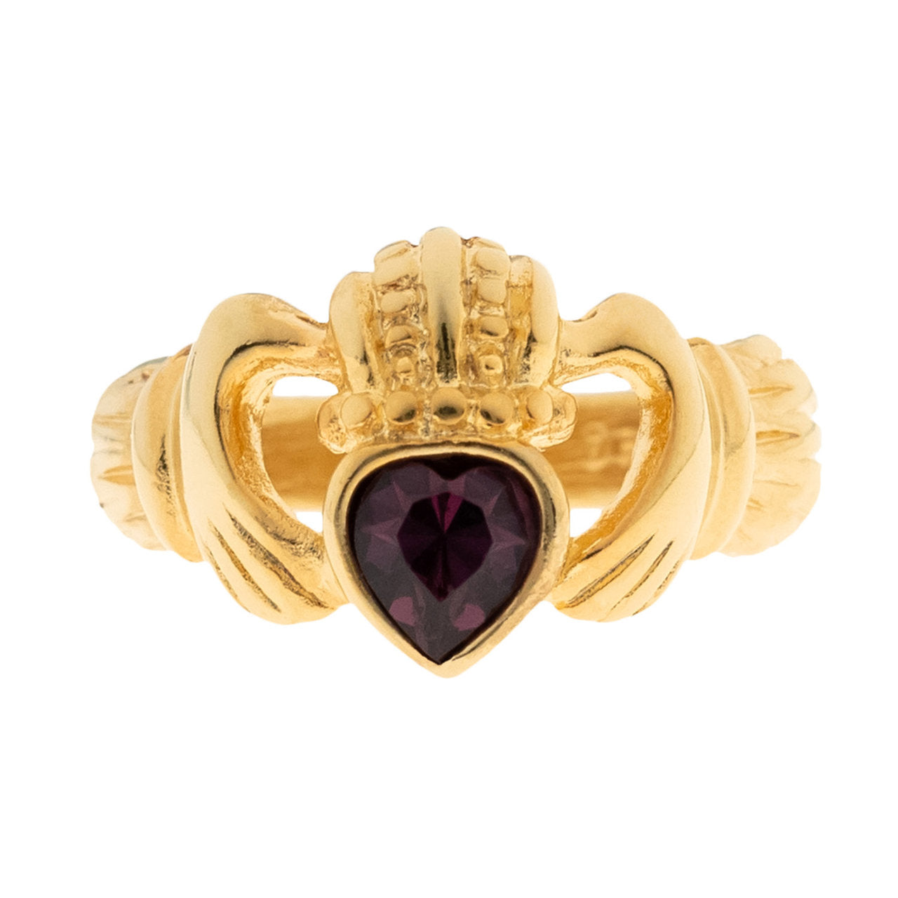 Vintage Jewelry Austrian Crystal Claddagh Ring 18k Yellow or White Gold Electroplated Ring for Man or Woman