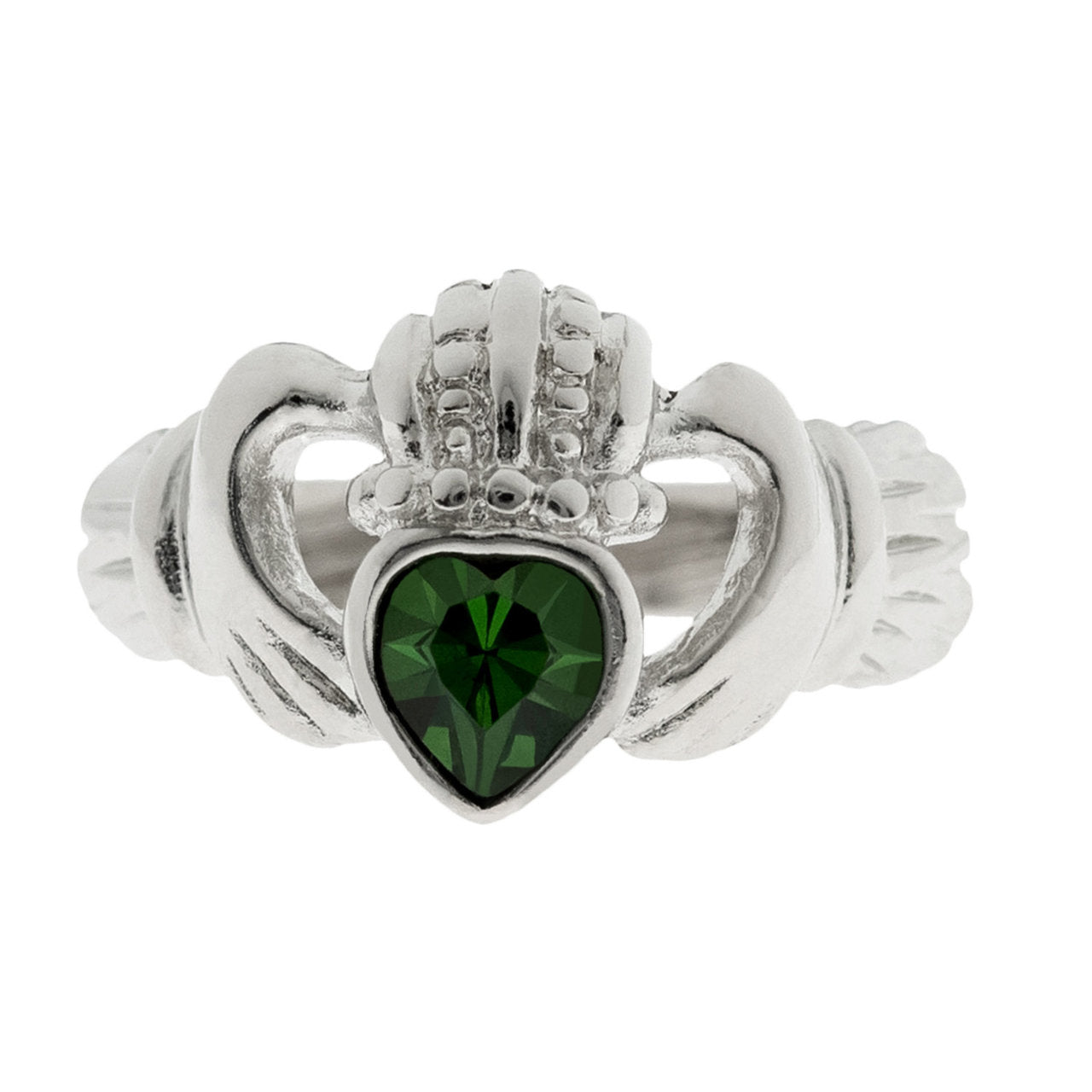 Vintage Jewelry Austrian Crystal Claddagh Ring 18k Yellow or White Gold Electroplated Ring for Man or Woman