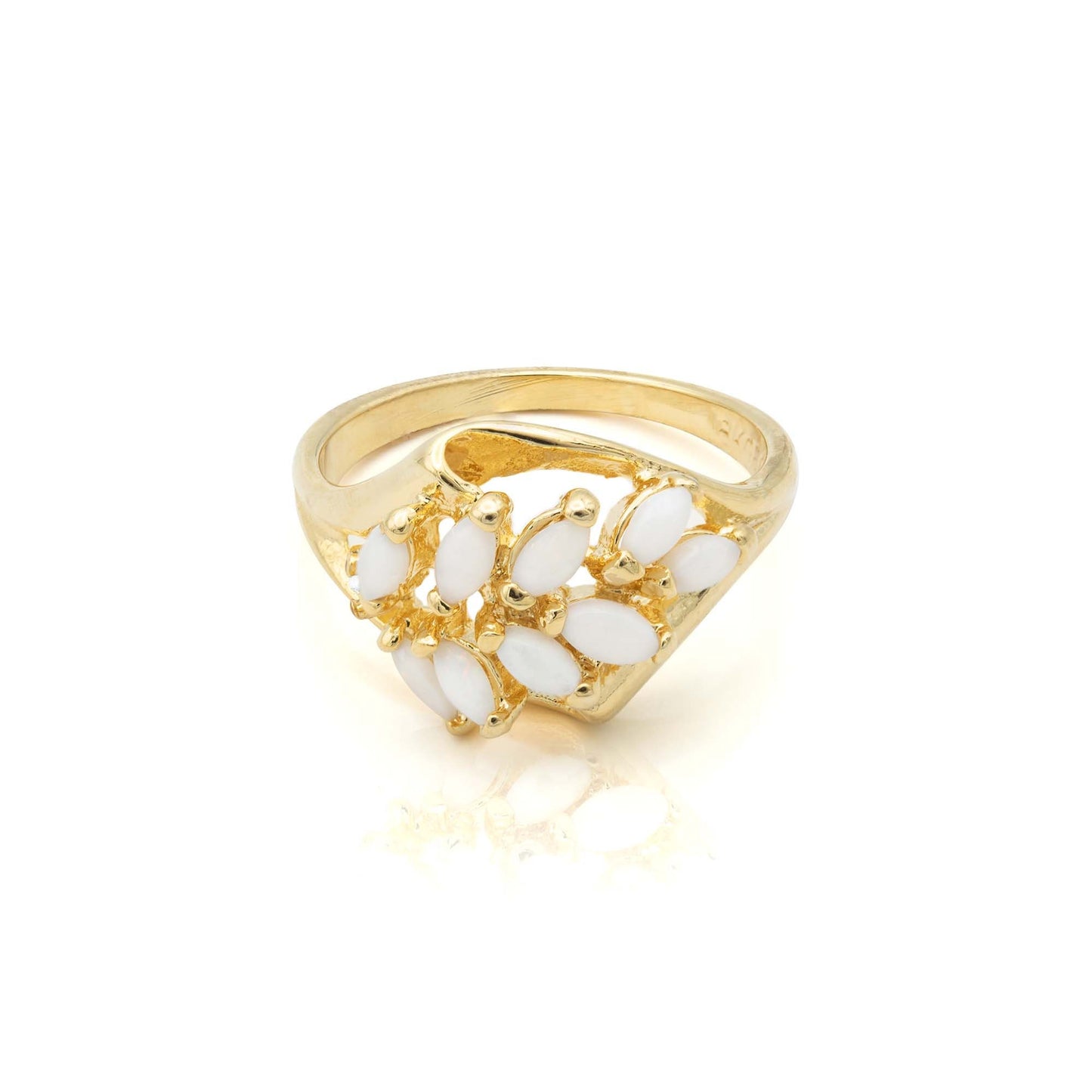 Vintage Ring Genuine Opal Cocktail Ring 18k Gold October Antique Womans Jewelry