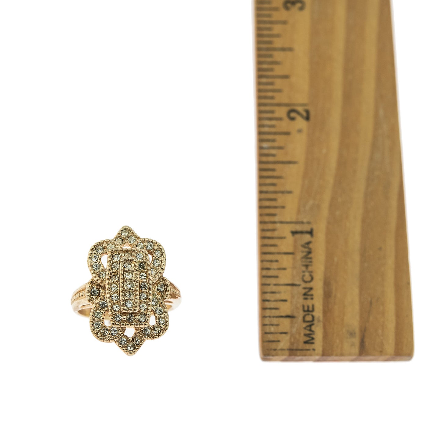 Vintage Ring Genuine Marcasite Antiqued 18k White Gold Electroplated Made in USA