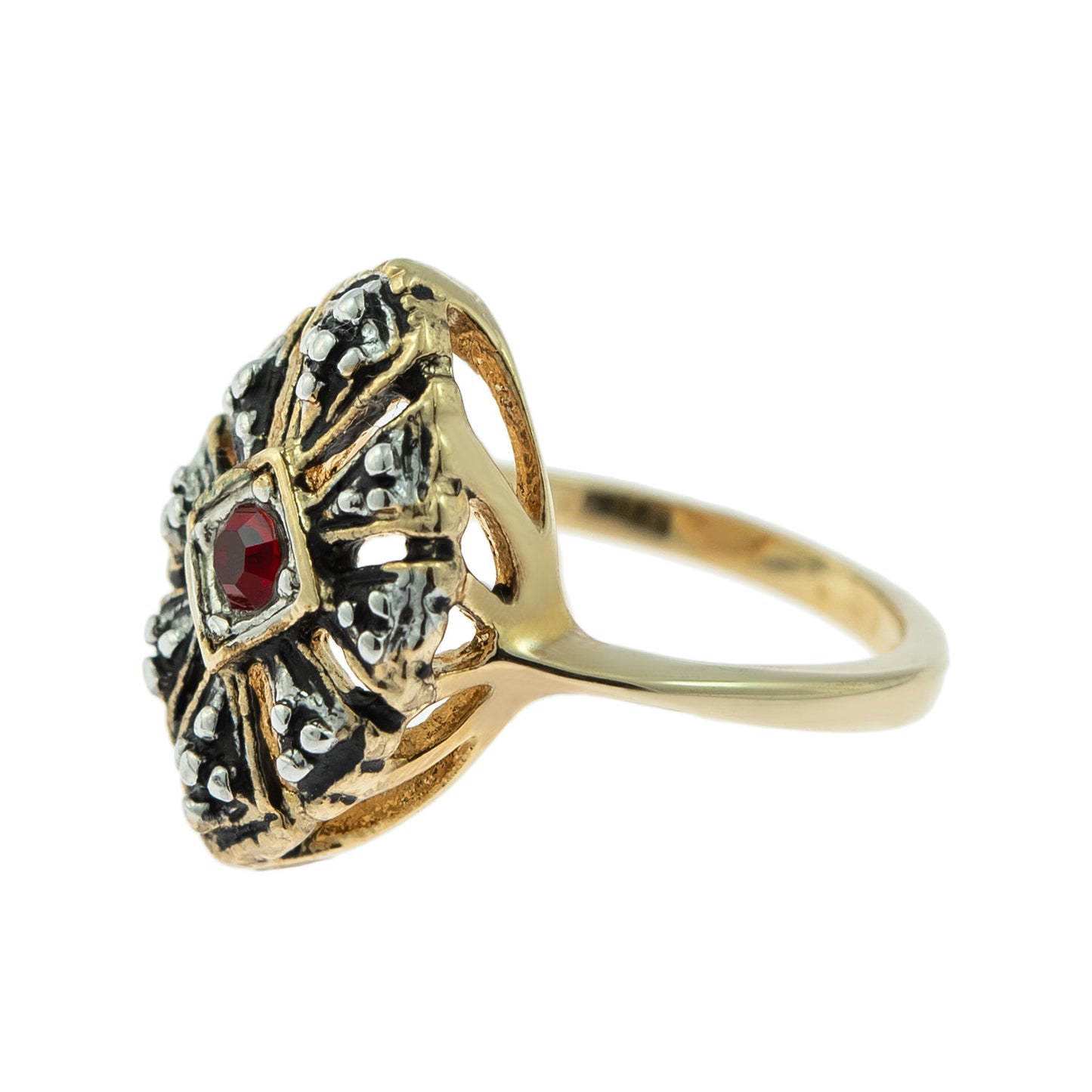 Vintage Jewelry Women's Austrian Crystal Cocktail Ring in 18k White or Yellow Gold Electroplate
