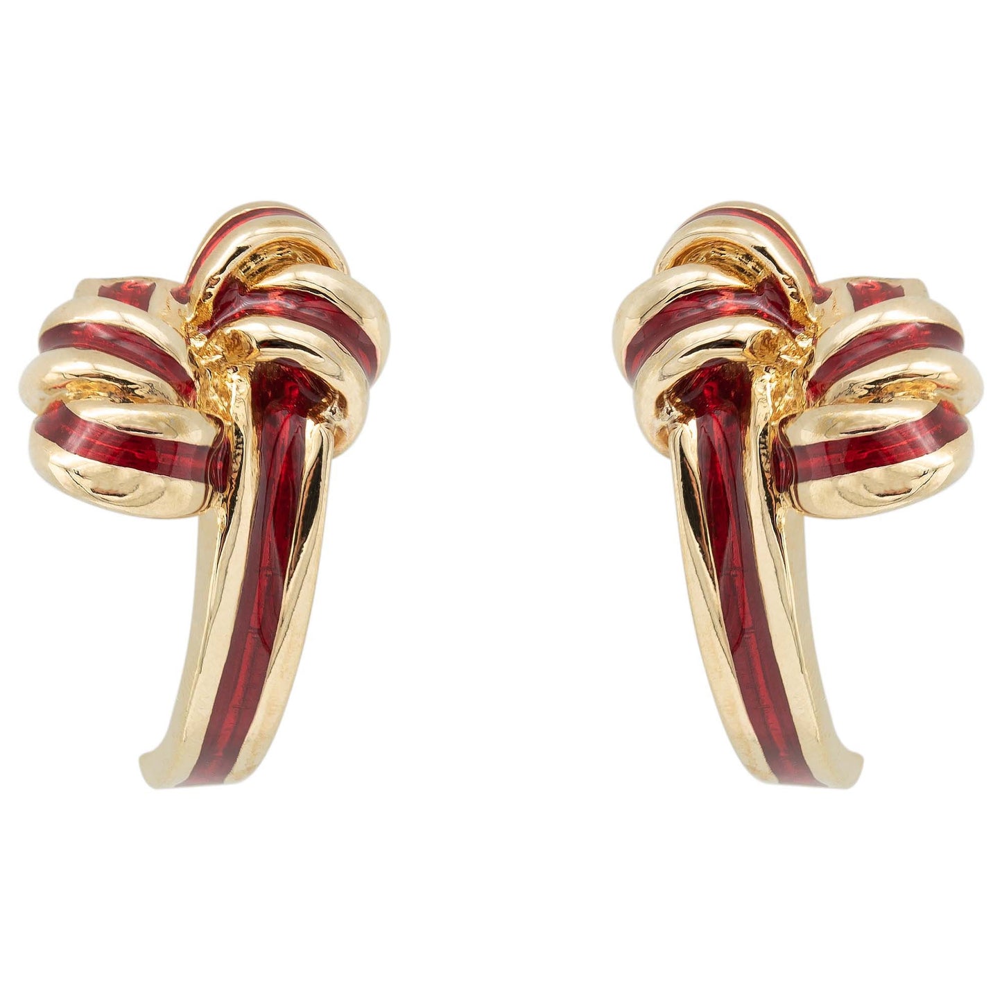 Riley Mid Century Gold and Red Enamel Post Earrings