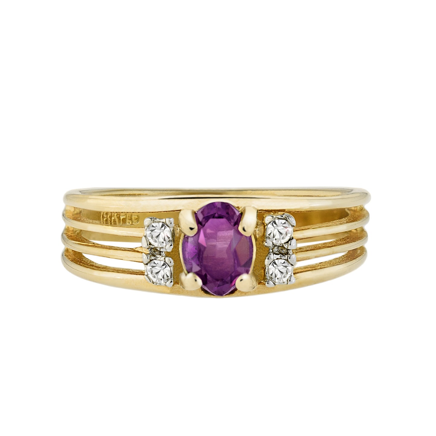 Vintage Jewelry Genuine Stone or Austrian Crystal Ring, Plated in 18kt Electroplated Yellow Gold Made in the USA