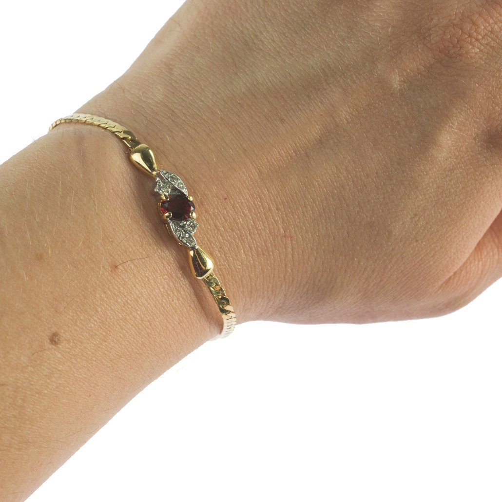 Vintage Bracelet Light Topaz and Clear Swarovski Crystal 18kt Gold Plated Bracelet