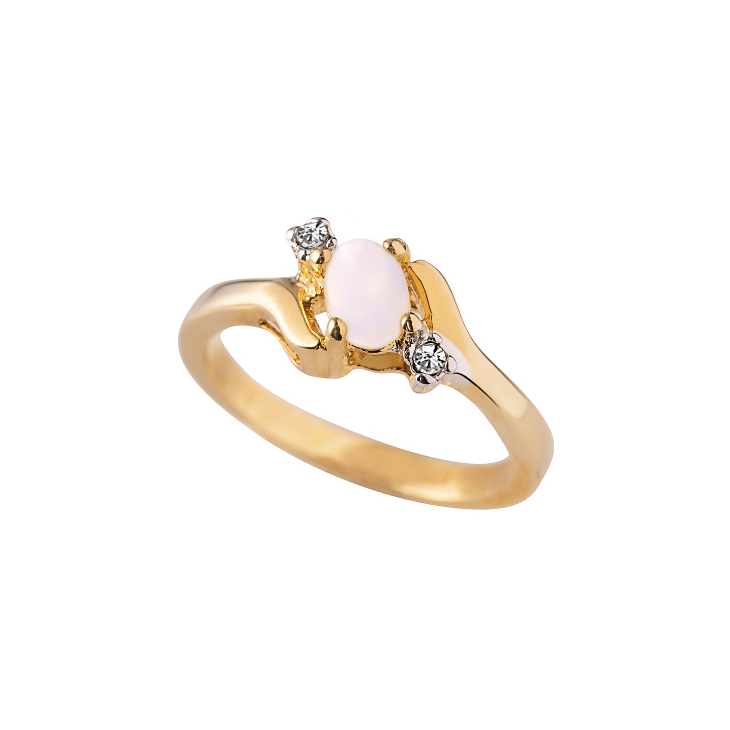 Vintage Ring Sapphire & Clear Austrian Crystals 18k White Gold Electroplated September Birthstone