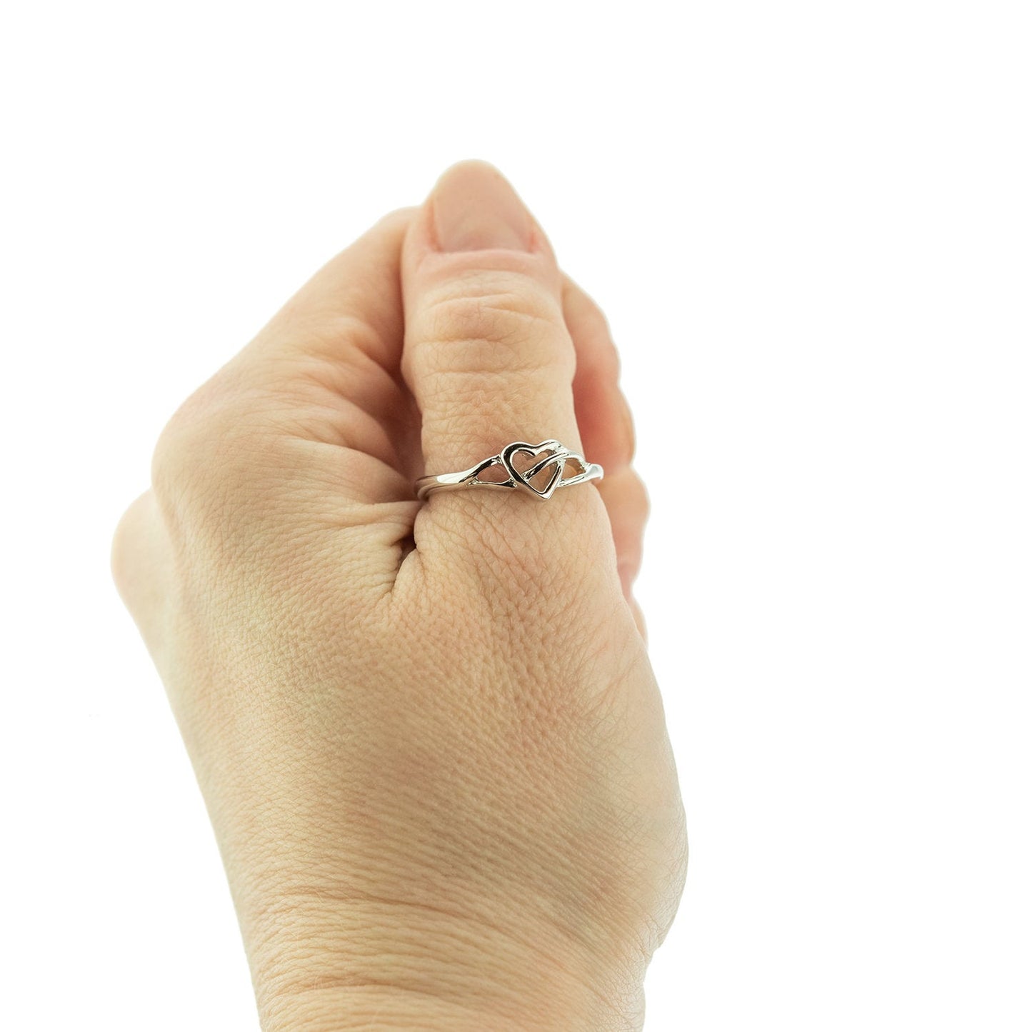 Vintage Ring 1980s Heart 18kt White Gold Silver Ring Antique Womans Jewelry #R1040-W