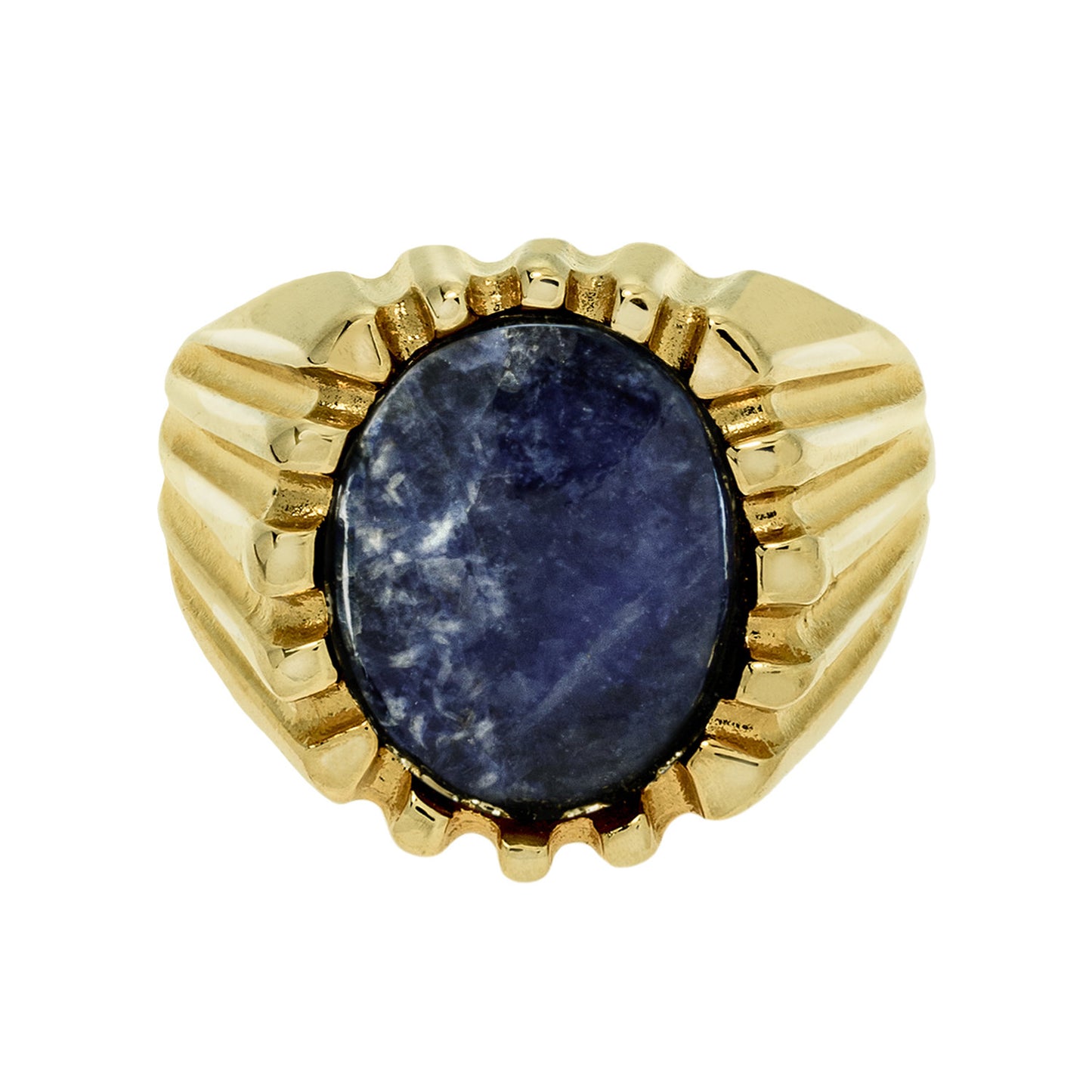 Vintage 1980s Genuine Sodalite 18kt Gold Plated Ring - Made in USA jewelry image 1