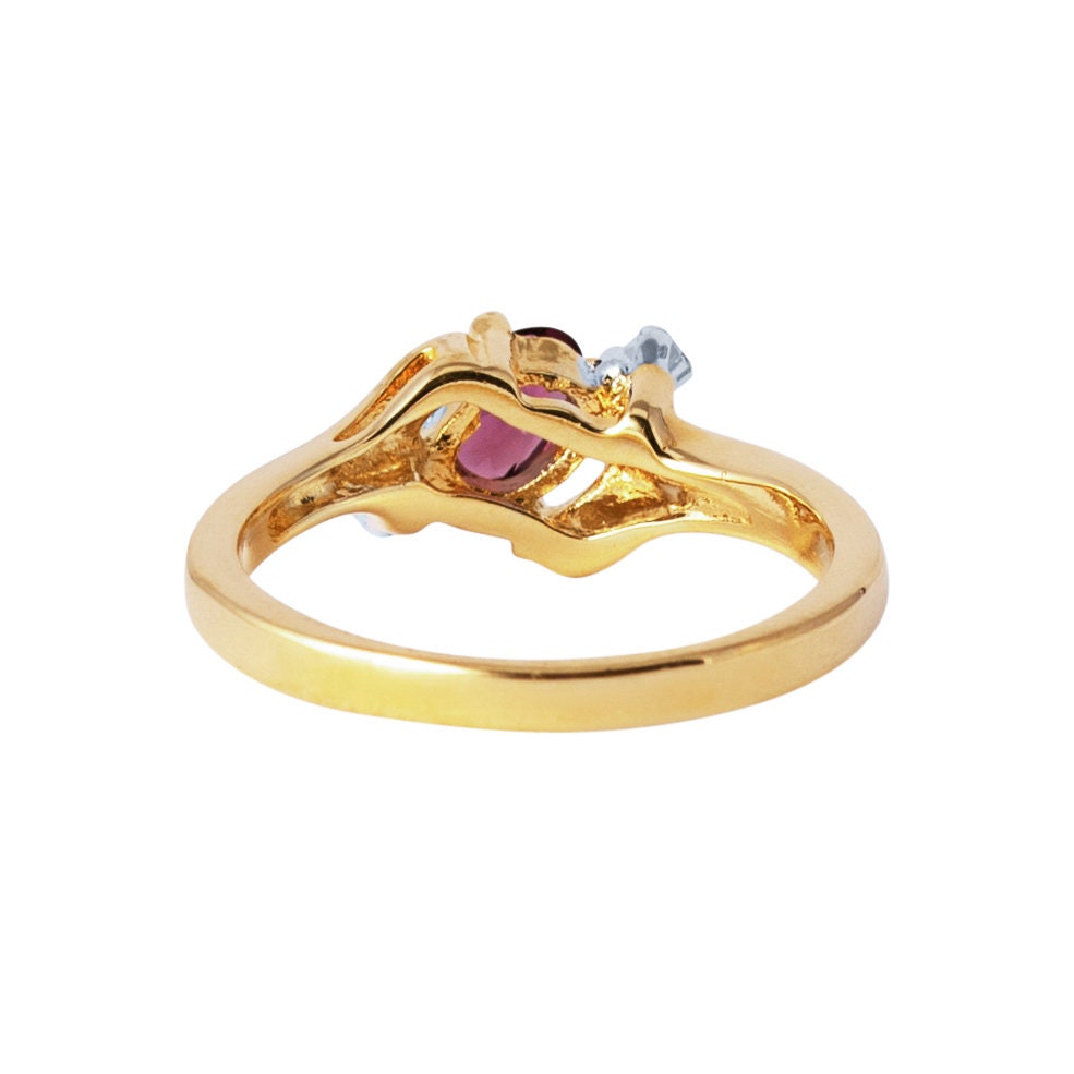 Vintage Ring Sapphire & Clear Austrian Crystals 18k White Gold Electroplated September Birthstone