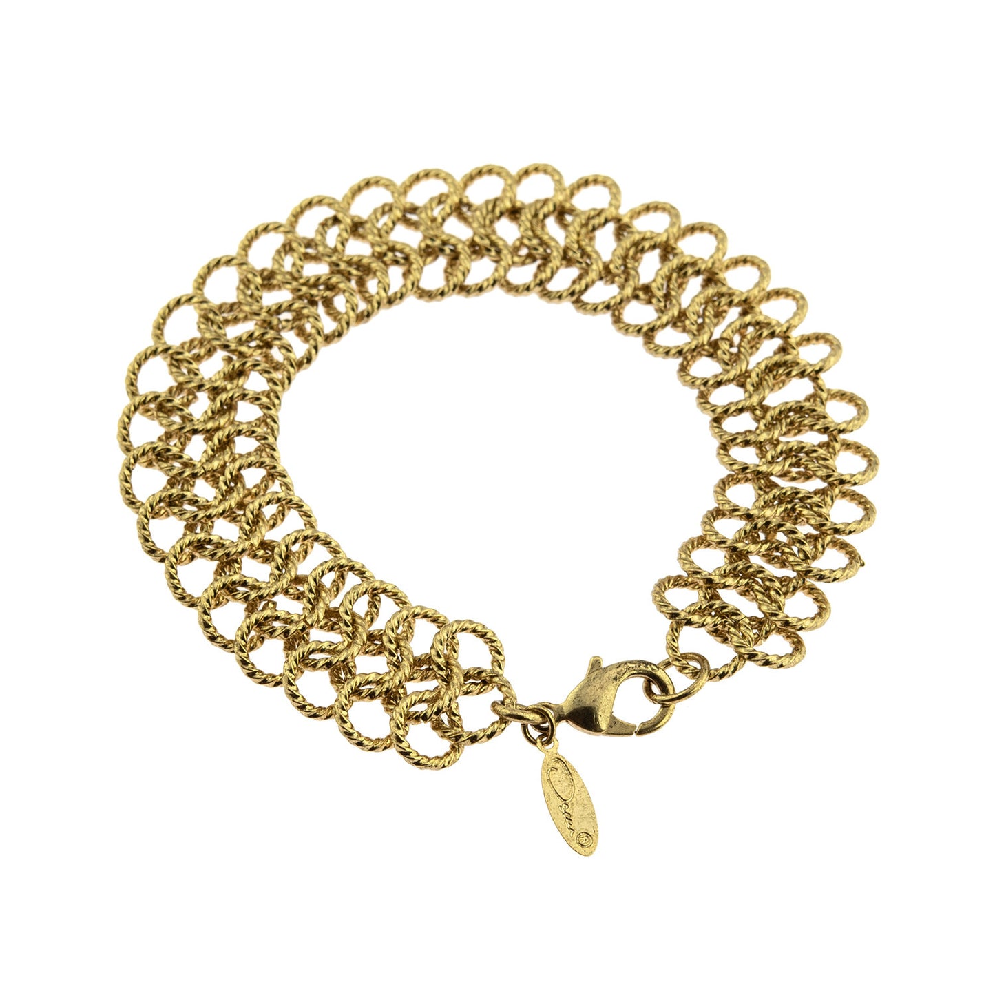 Vintage Oscar De La Renta Gold Tone 7-1/2" Inch Link Antique Designer Bracelet For Women