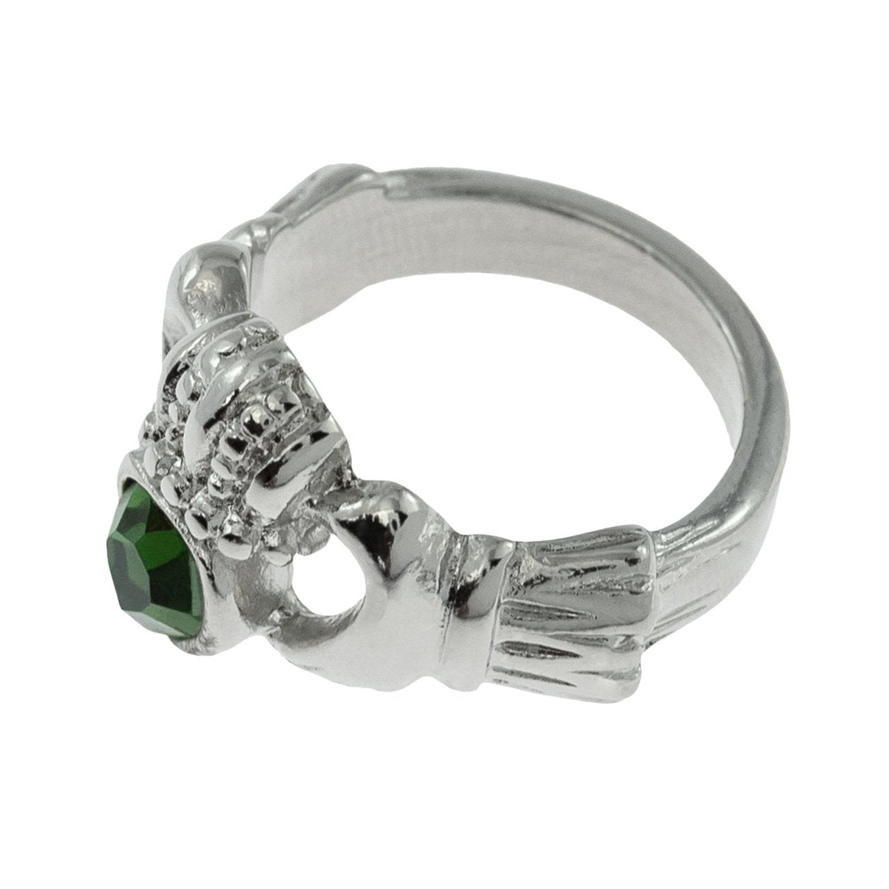 Vintage Jewelry Austrian Crystal Claddagh Ring 18k Yellow or White Gold Electroplated Ring for Man or Woman
