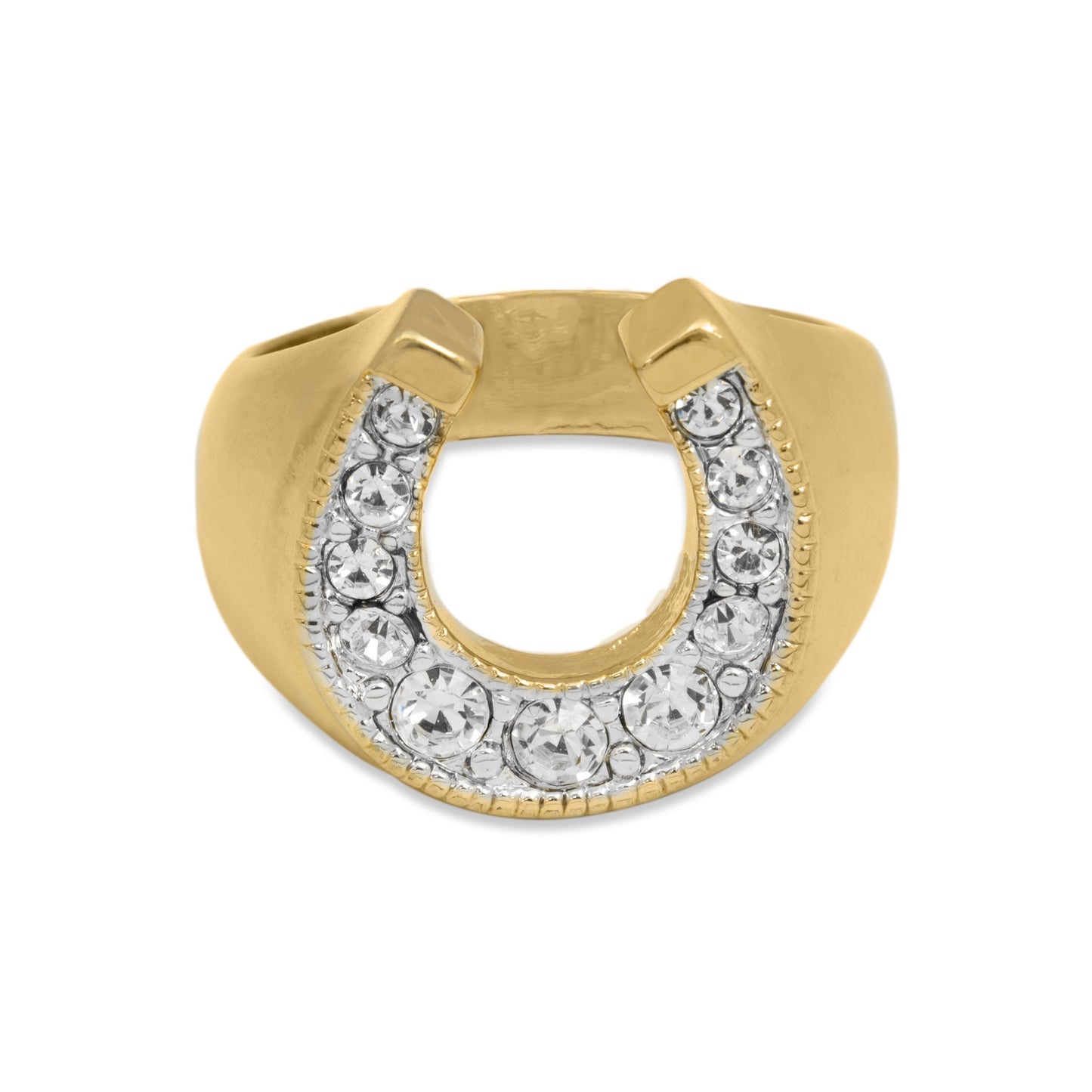 Equestrian Vintage Austrian Crystal Horseshoe Ring for Woman or Man