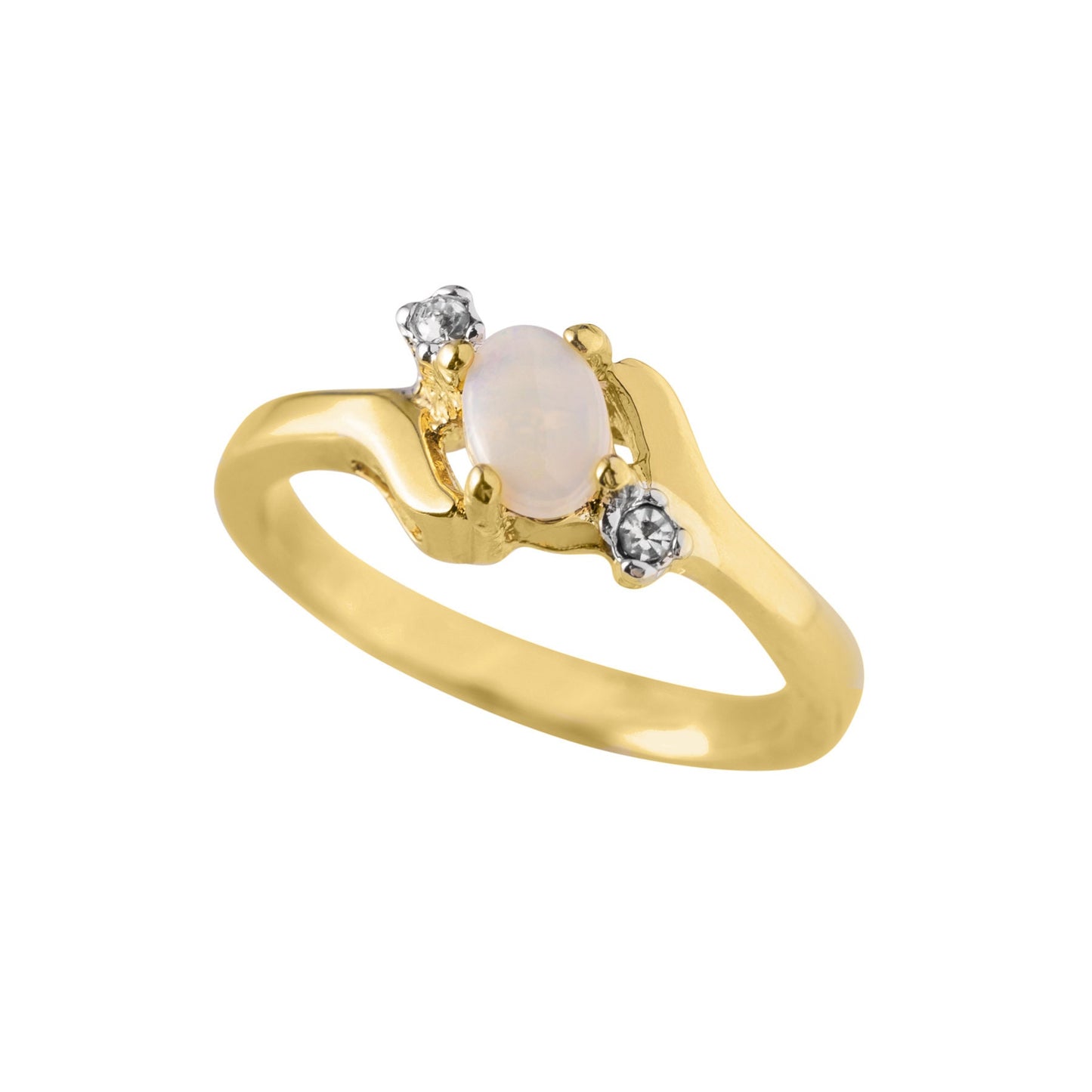 Vintage Ring Sapphire & Clear Austrian Crystals 18k White Gold Electroplated September Birthstone