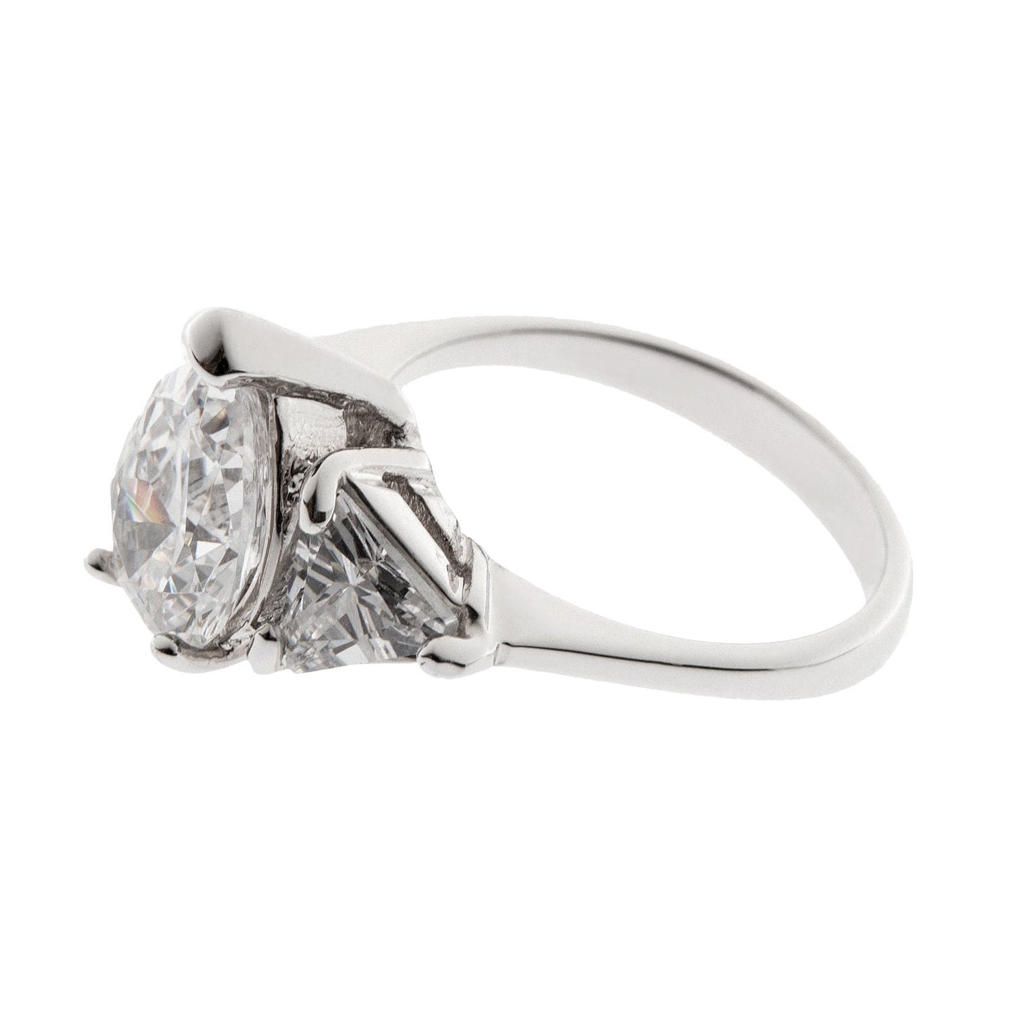 Vintage 1980s 18k White Gold Plated Pear Shaped Cubic Zirconia Engagement Style Ring Made in USA #R2437 Size 6