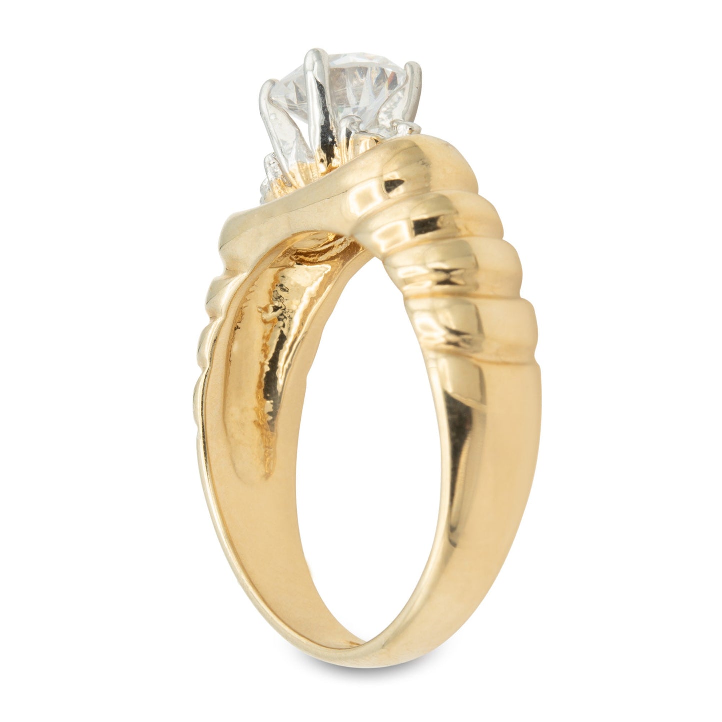 Vintage Ring Cubic Zirconia Solitaire Engagement Ring 18KT Gold Antique Womans Jewelry #R2715 Size: 9