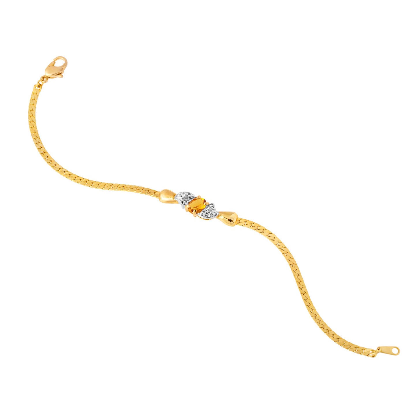 Vintage Ring Bracelet Light Topaz and Clear Swarovski Crystal 18kt Gold Plated Bracelet B1308