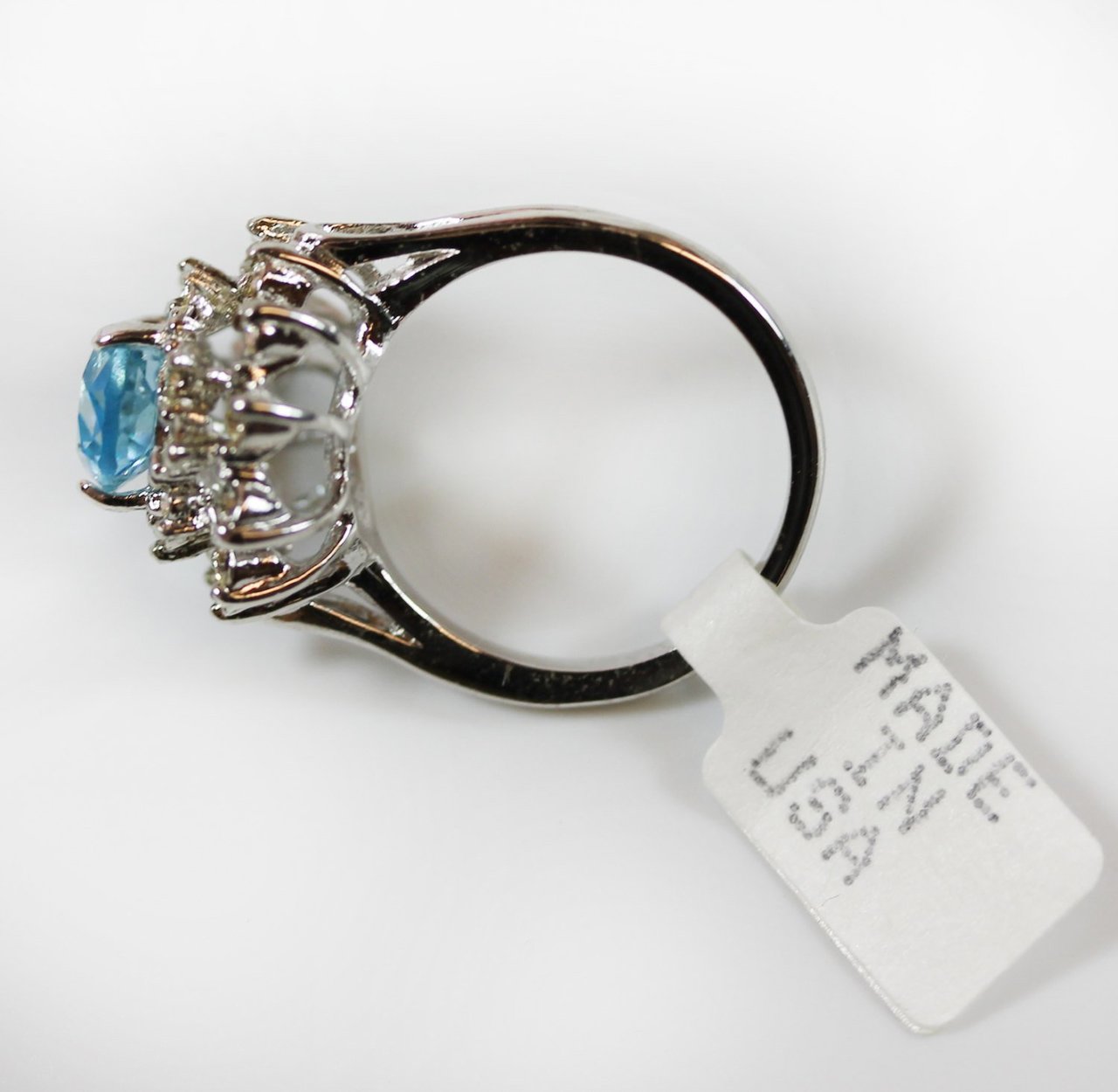 Vintage Ring Victorian Style Genuine Opal Clear Swarovski Crystals 18k Gold Womens Ornate Antique Jewelry #R767