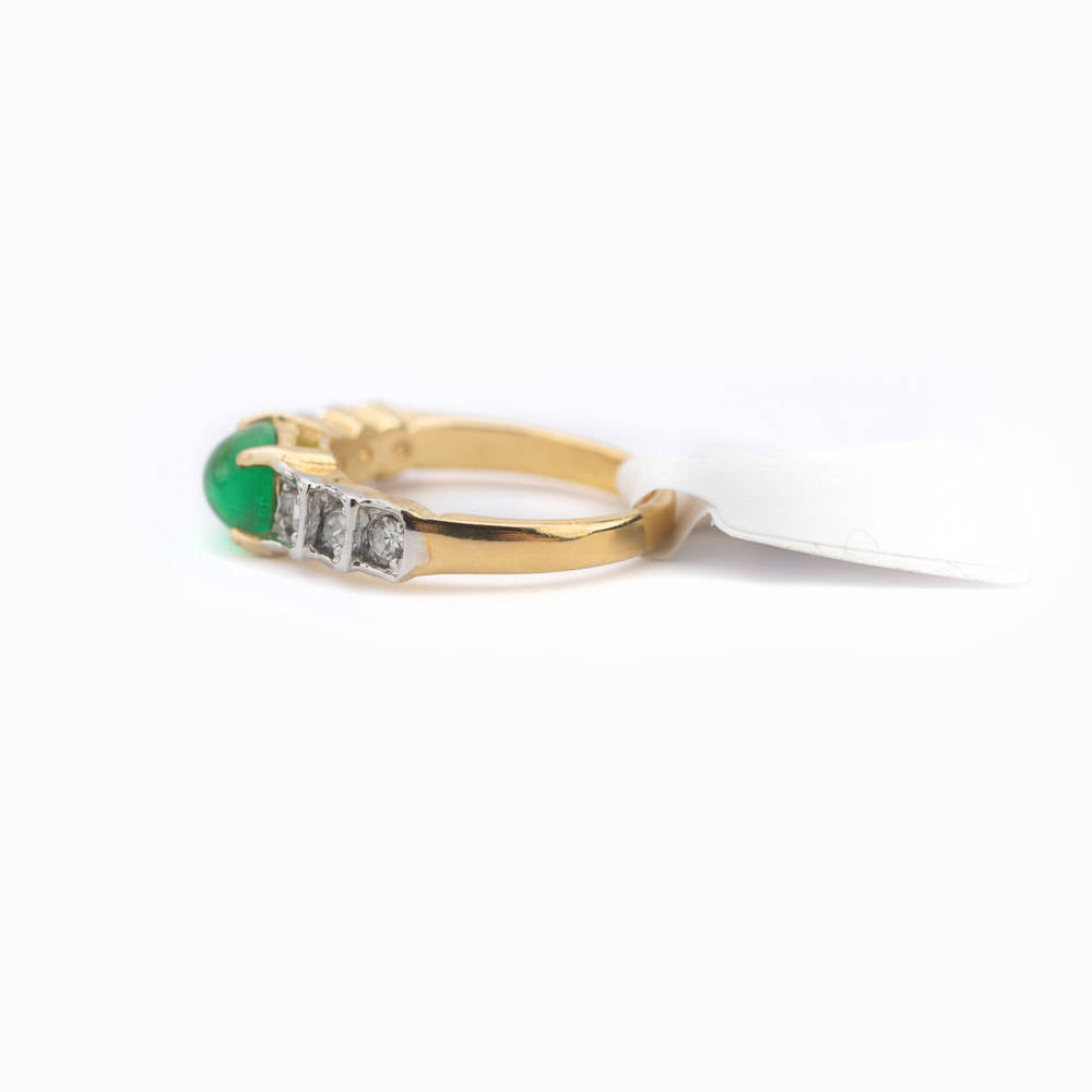 Vintage Ring Green and Clear Austrian Crystals Ring 18k Yellow Gold Electroplated Made in USA Size: GY