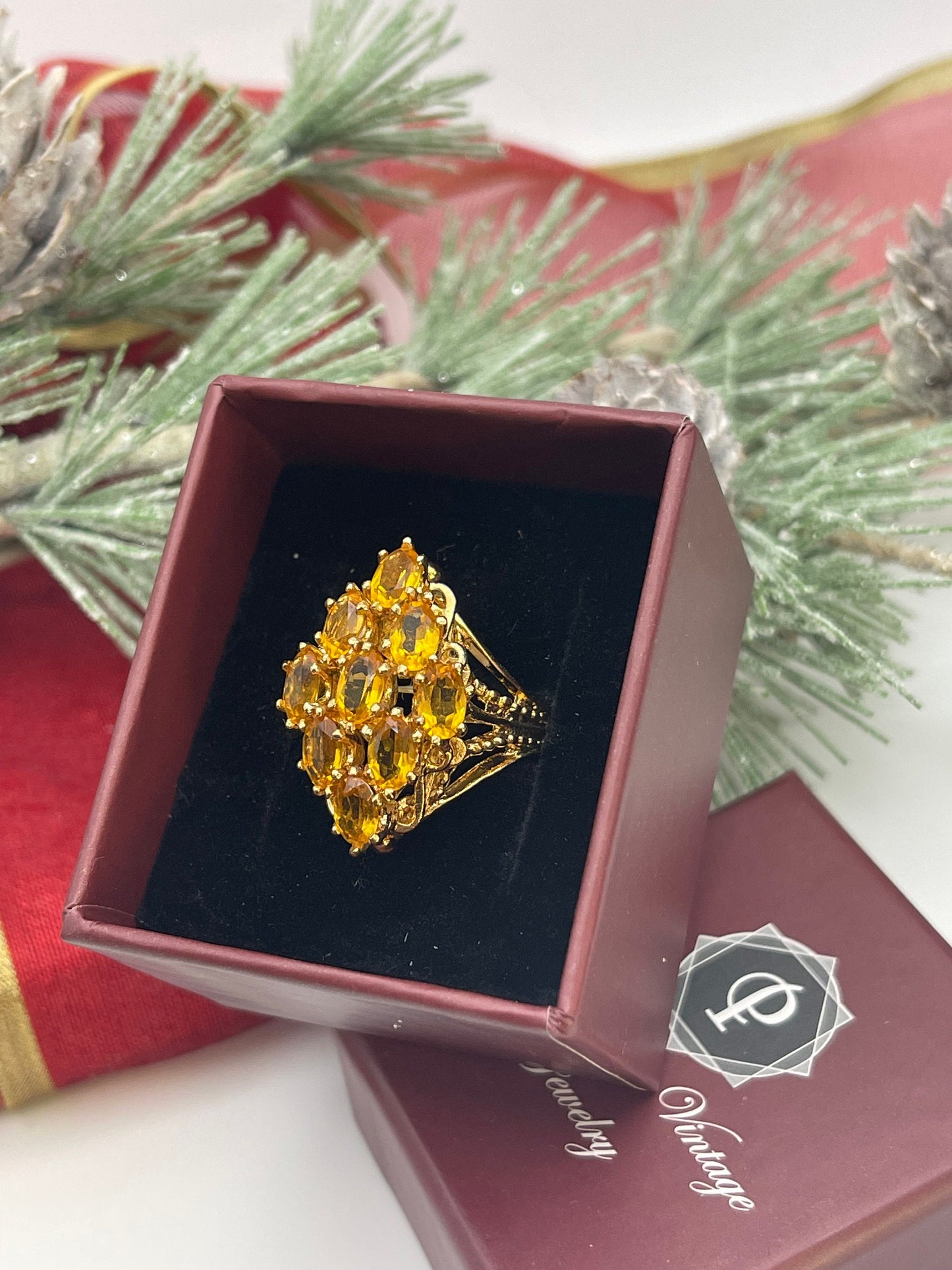 Vintage Jewelry Large Ruby Austrian Crystal Cocktail Ring
