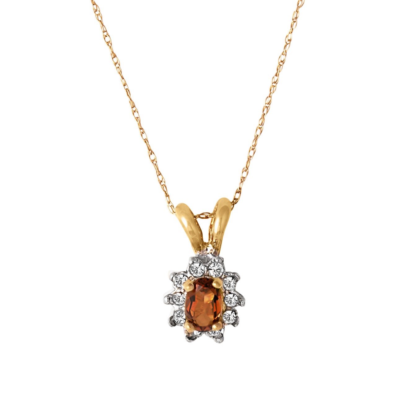 Vintage Light Topaz and Clear Austrian Crystal Necklace Made in the USA