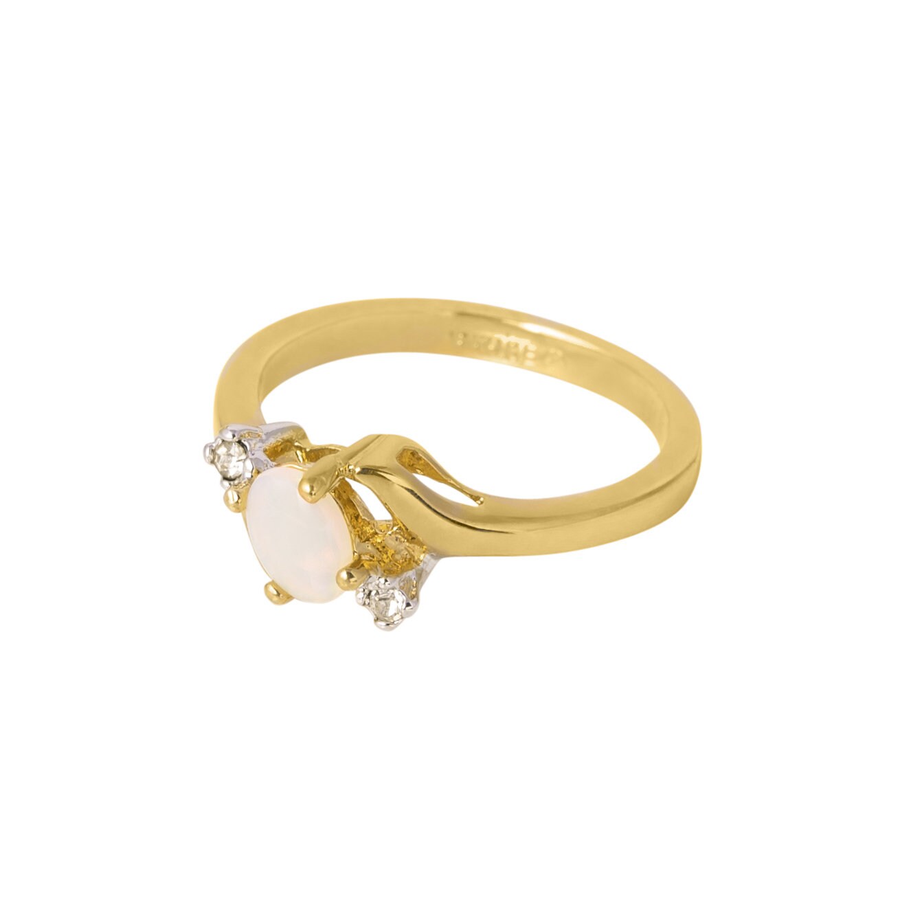Vintage Ring Sapphire & Clear Austrian Crystals 18k White Gold Electroplated September Birthstone