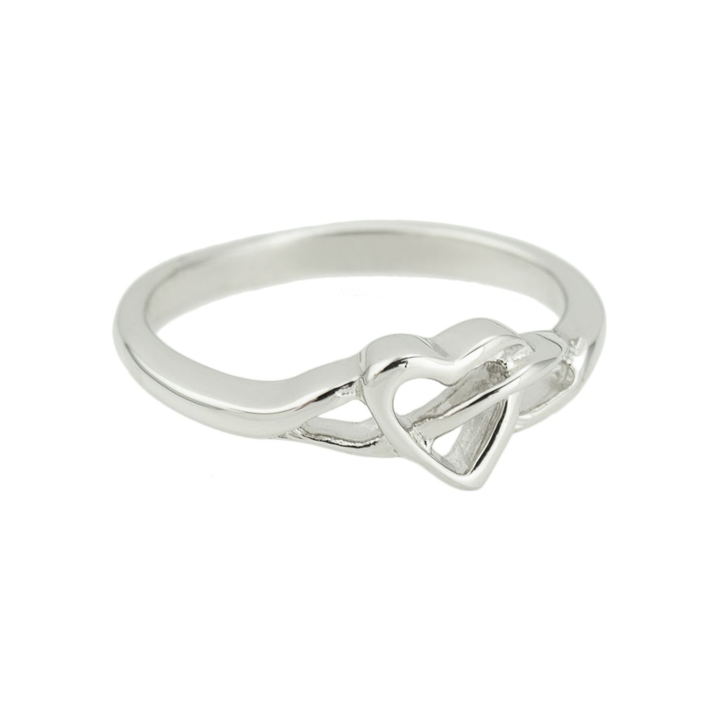Vintage Ring 1980s Heart 18kt White Gold Silver Ring Antique Womans Jewelry #R1040-W