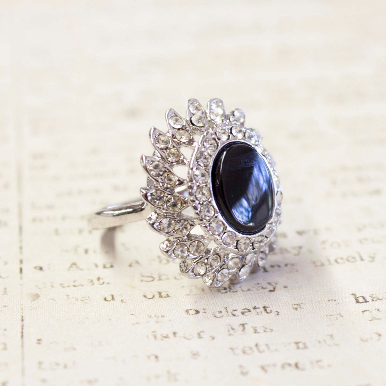 Vintage Jewelry Pinfire Opal Cocktail Ring in a 18k Gold Electroplated Setting Made in the USA