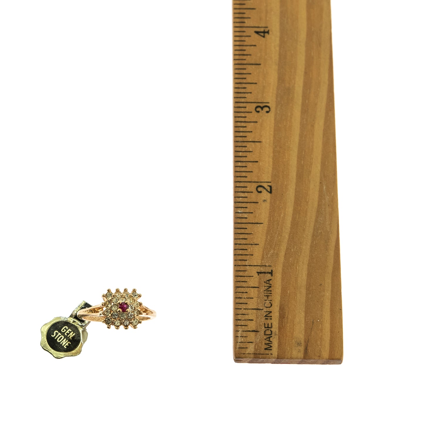 Vintage Clear Austrian Crystal Burst Ring 18kt White Gold Electroplated Made in USA