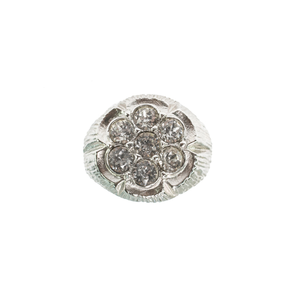 Vintage Ring Men's 18K White Gold Silver Silver Ring Clear Austrian Crystals Unisex Antique Jewlery #R152 Size: 11