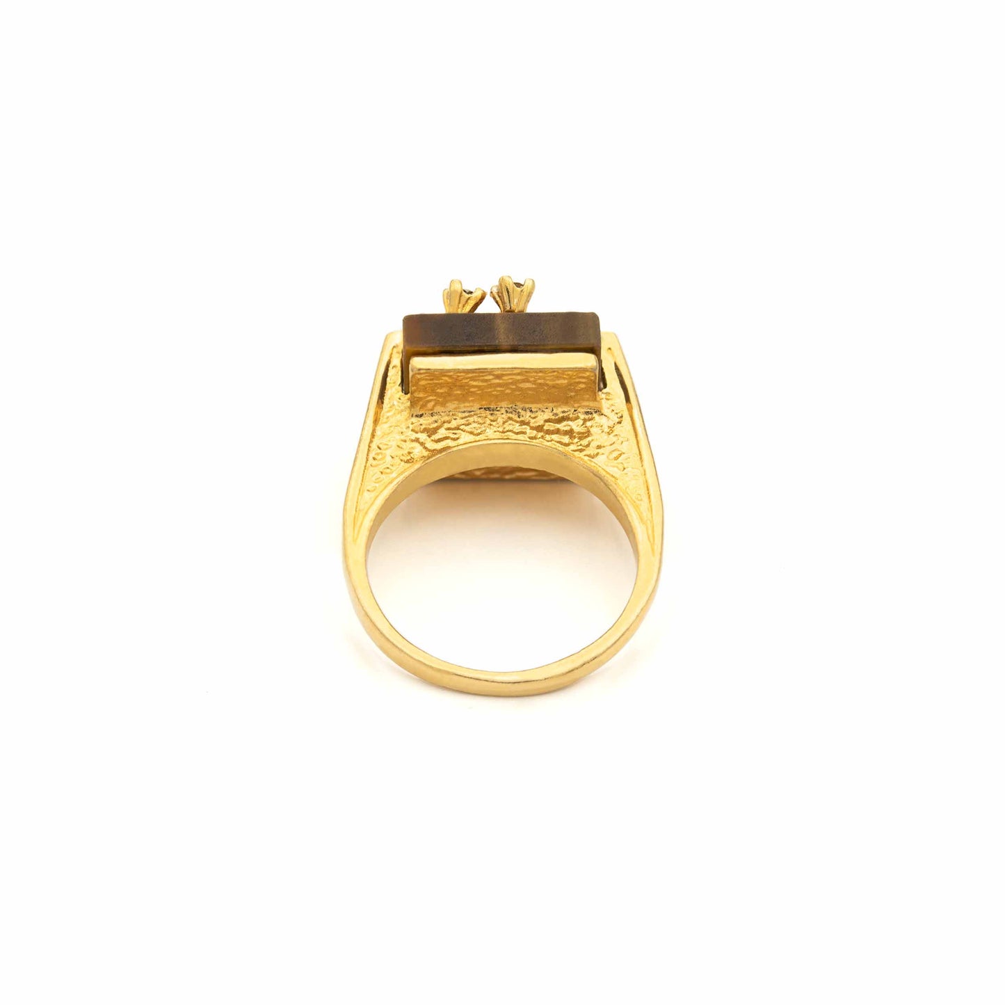 Vintage Ring Genuine Tiger Eye Cocktail Ring 18k Gold R9004 Size 6