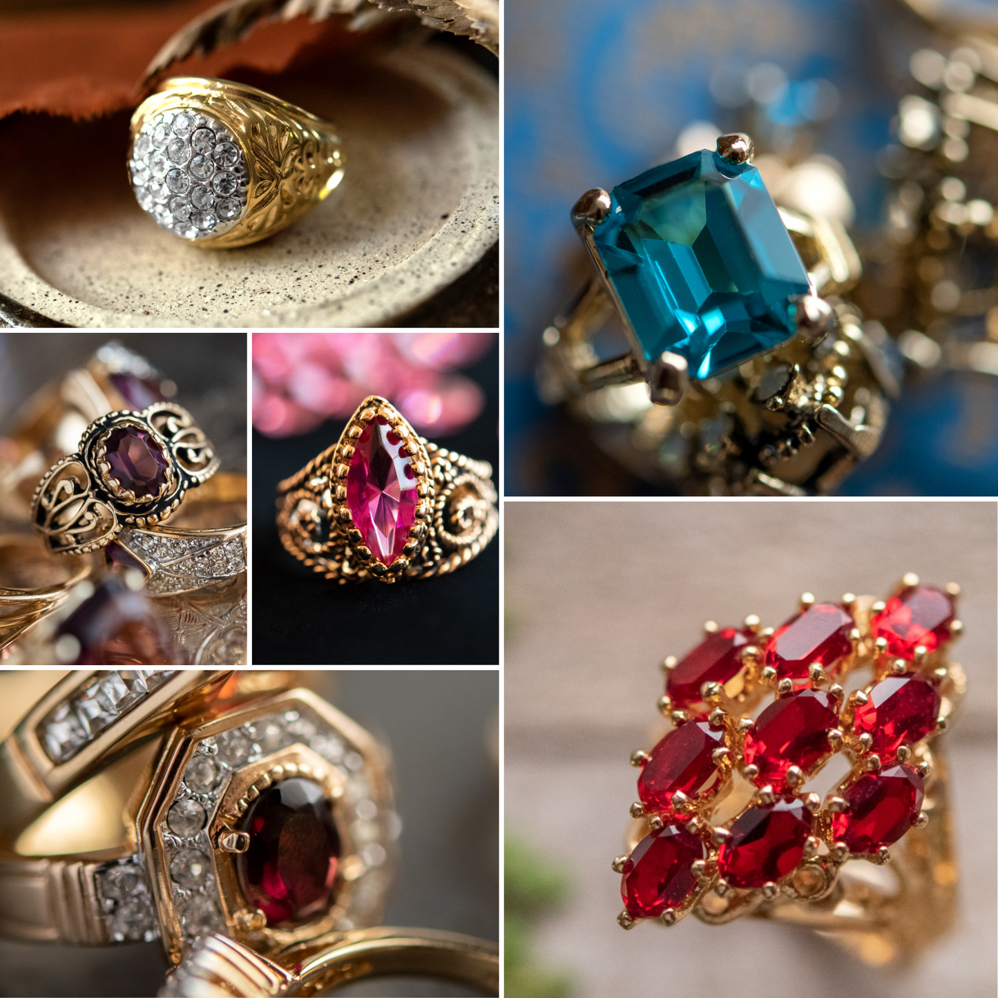 FIVE FOR ONE -Mix of 5 Vintage/Antique Rings for Women We Select Per Your Specifications Made in America - Bulk Pack