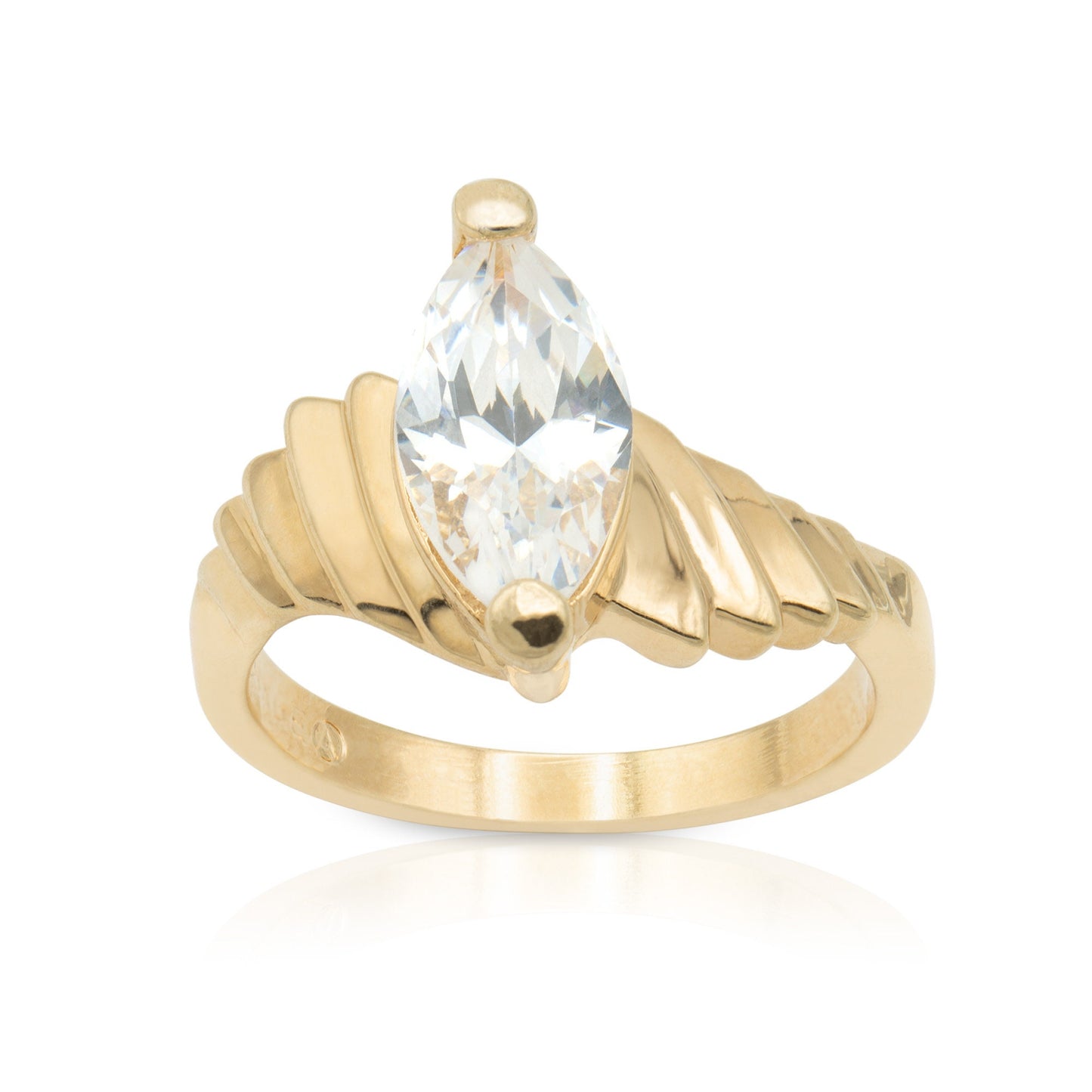 Vintage Ring 1.5 ct. Marquise Cut Cubic Zirconia Solitaire Engagement Style Ring 18KT Gold Antique Womans Jewelry Handmade Rings #R3397 Size: 7