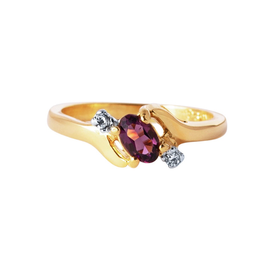 Vintage Ring Sapphire & Clear Austrian Crystals 18k White Gold Electroplated September Birthstone