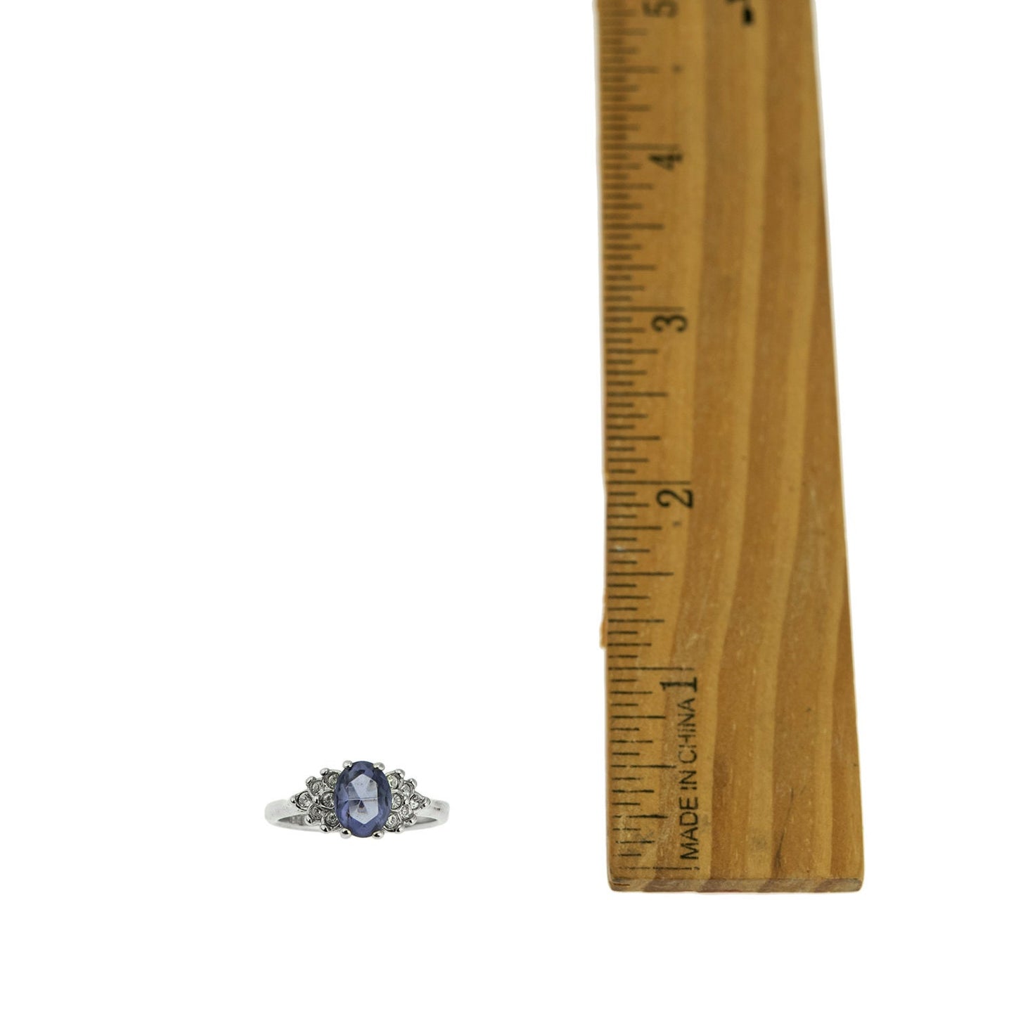 Vintage 1980's Cubic Zirconia Ring with Clear Austrian Crystals 18k Yellow Gold Electroplated