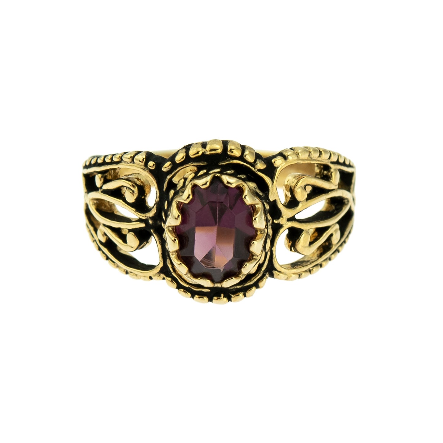 Vintage Jewelry Genuine Jade Ring Antiqued 18kt Yellow Gold Electroplated Made in the USA