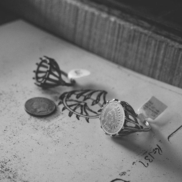 coin ring-penney ring-gold coin ring-gold penny ring-indian penny ring 1906