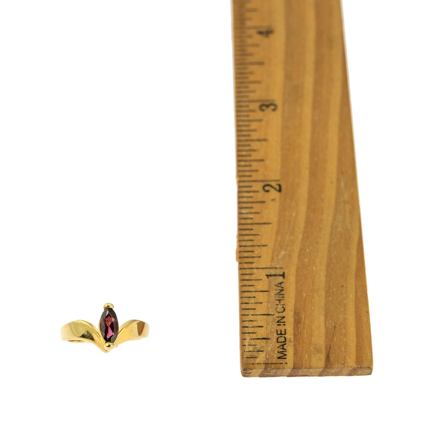 Vintage 1970's Genuine Garnet 18k Yellow Gold Electroplated Ring Made in USA Size: 6