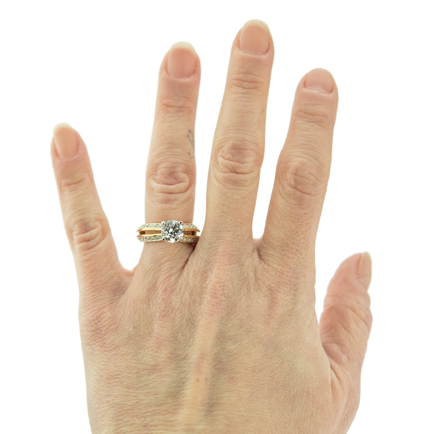 Vintage Clear Cubic Zirconia Solitaire Engagement Ring 1ct. Weight 18k White Gold Electroplate