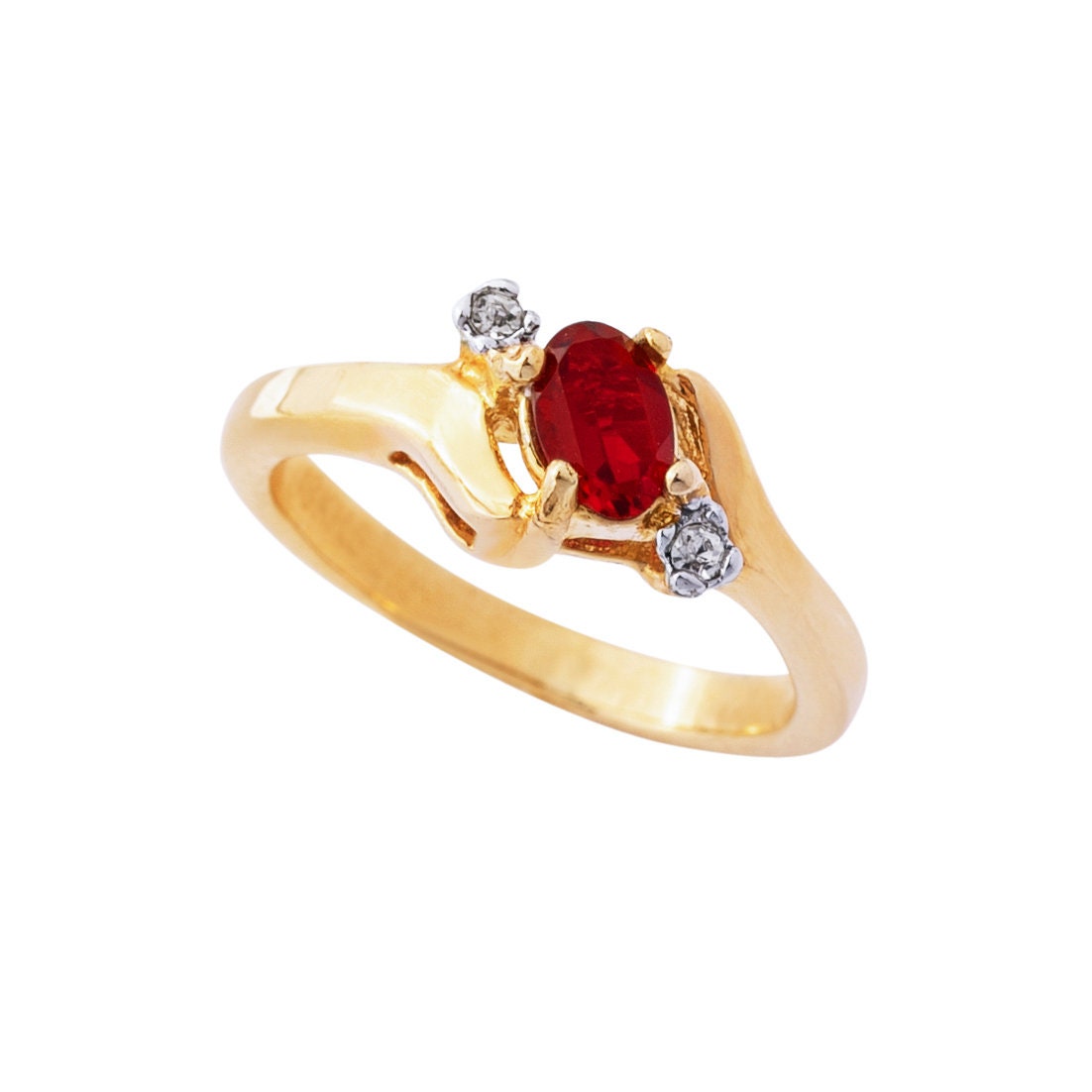Vintage Ring Sapphire & Clear Austrian Crystals 18k White Gold Electroplated September Birthstone