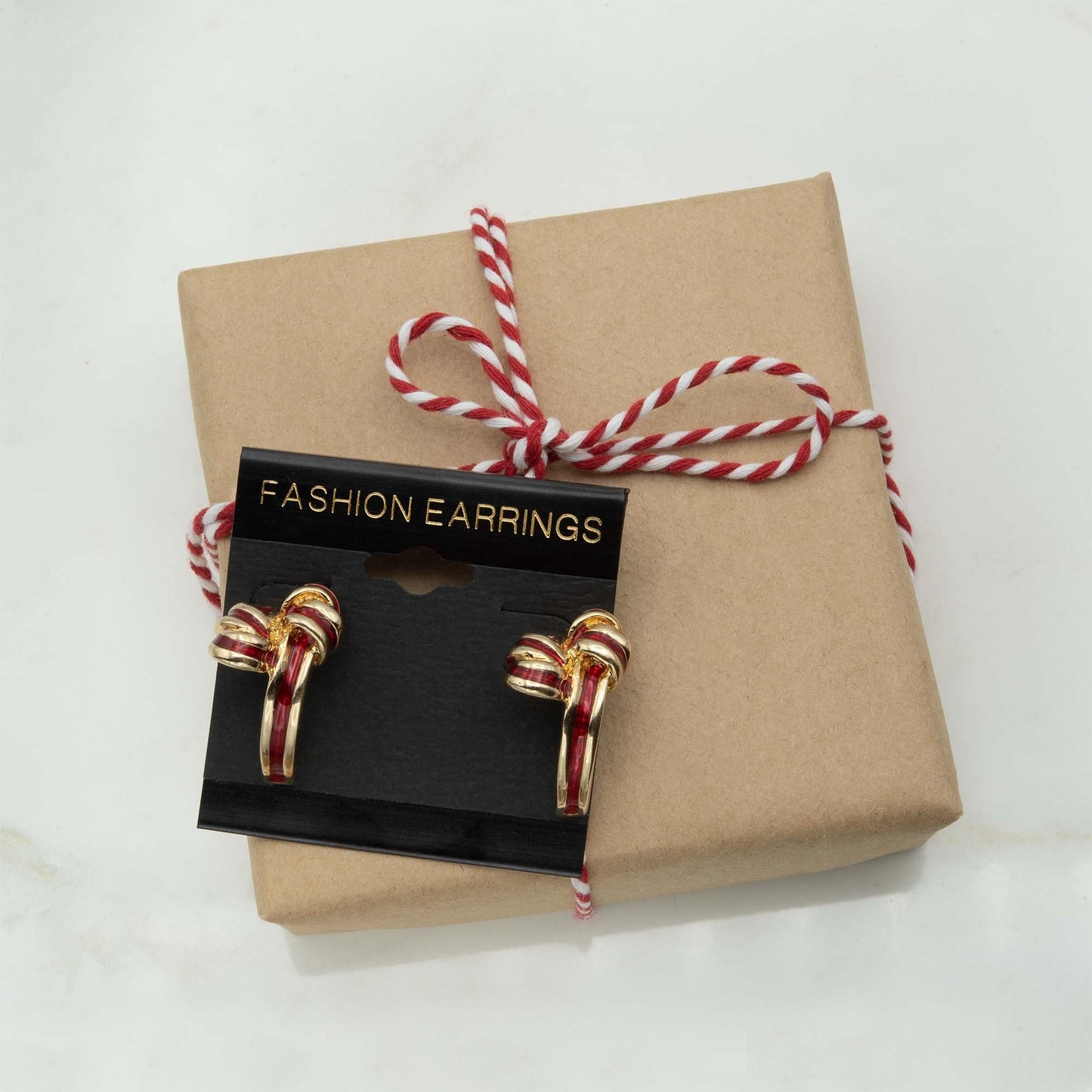 Riley Mid Century Gold and Red Enamel Post Earrings