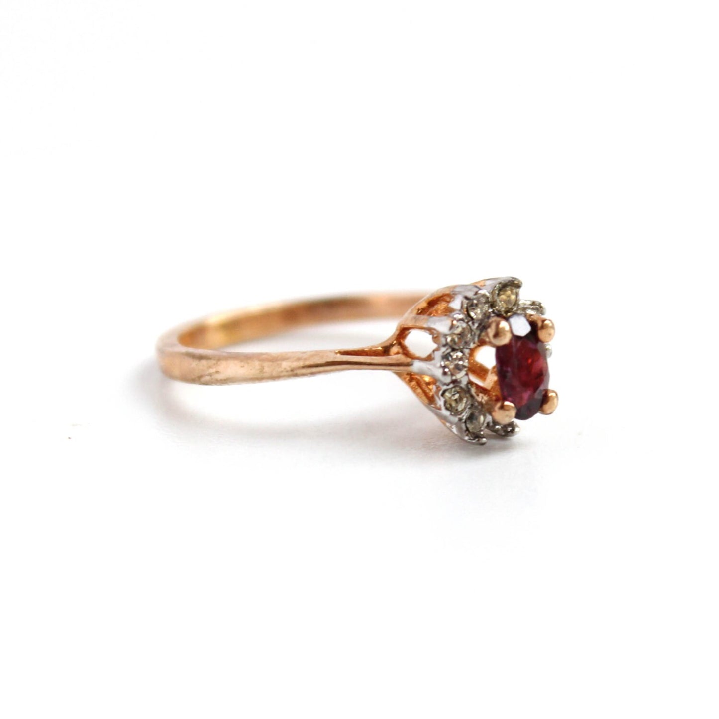 Vintage Genuine Opal or Austrian Crystal Ring 18k Yellow Gold Electroplated
