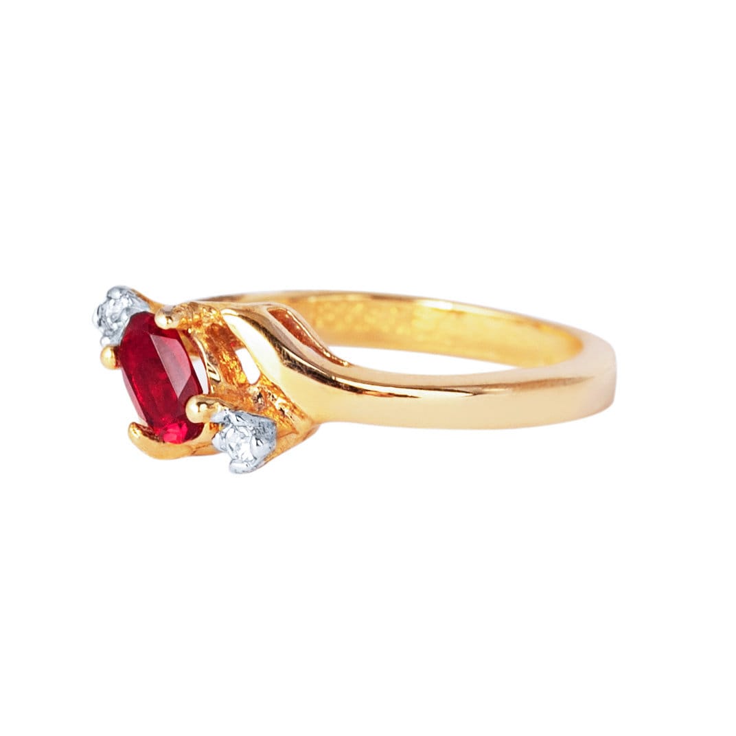 Vintage Ring Sapphire & Clear Austrian Crystals 18k White Gold Electroplated September Birthstone