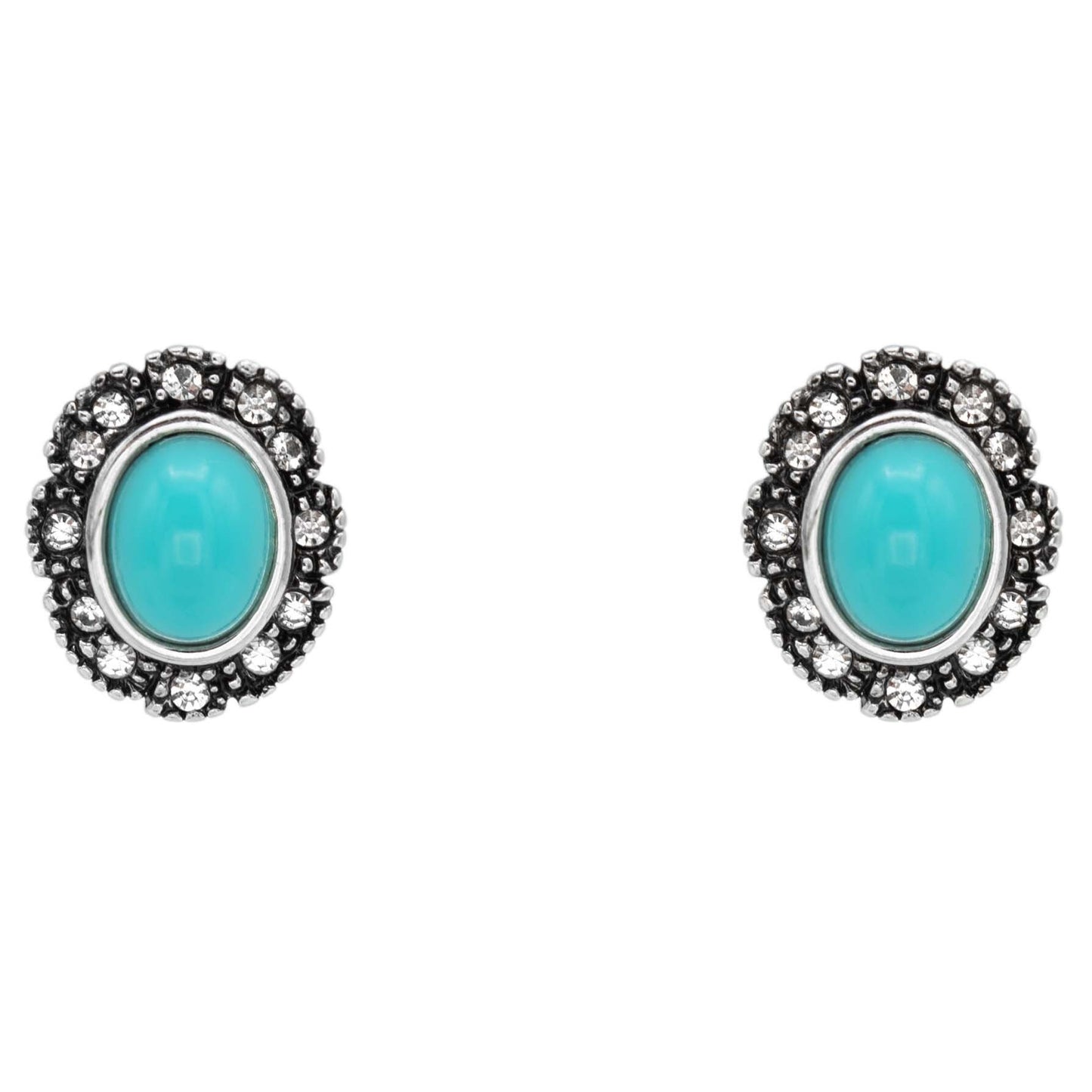 Josie Vintage Turquoise and Clear Austrian Crystal Post Earrings