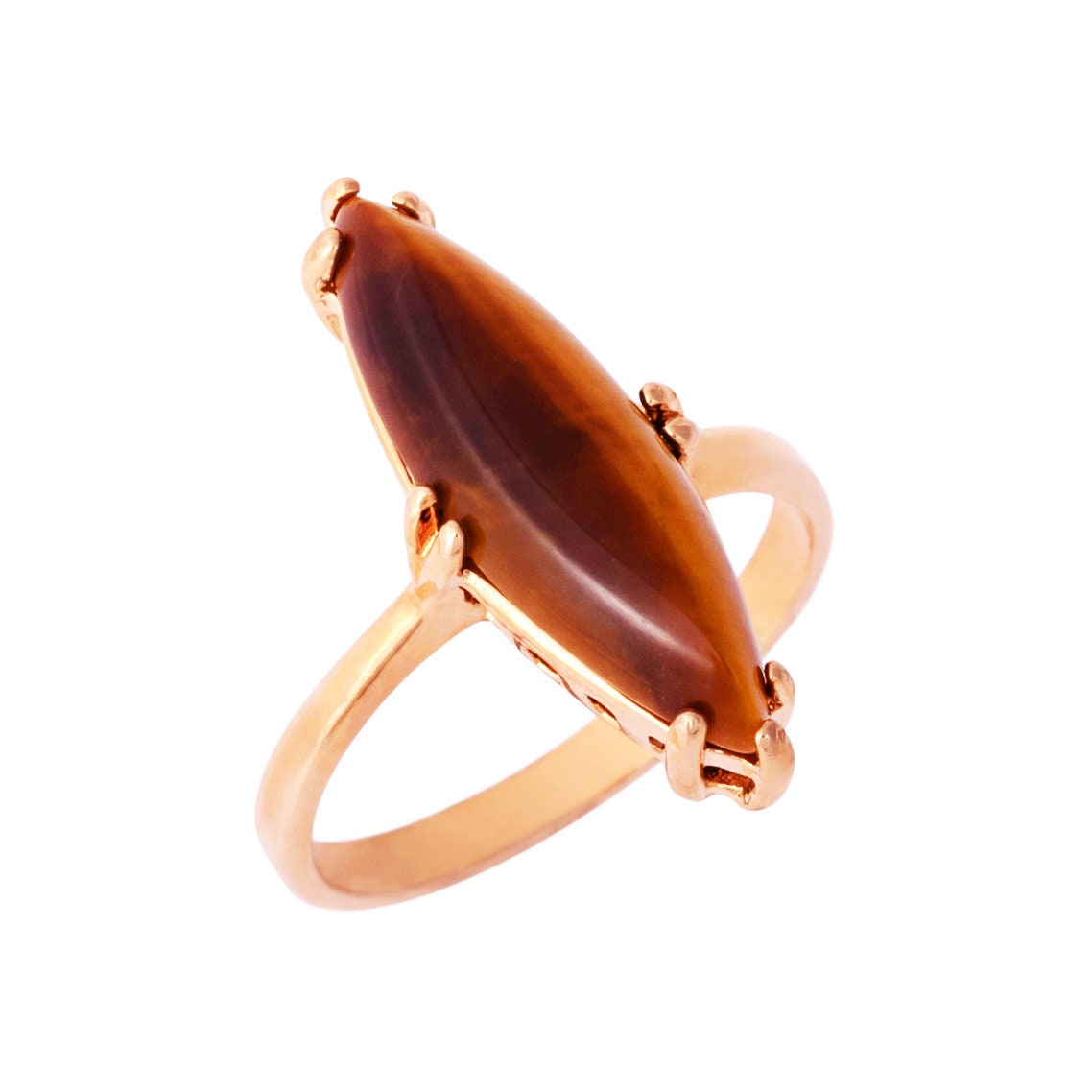 Vintage Genuine Jade Ring 18k Yellow Gold Electroplated Made in the USA