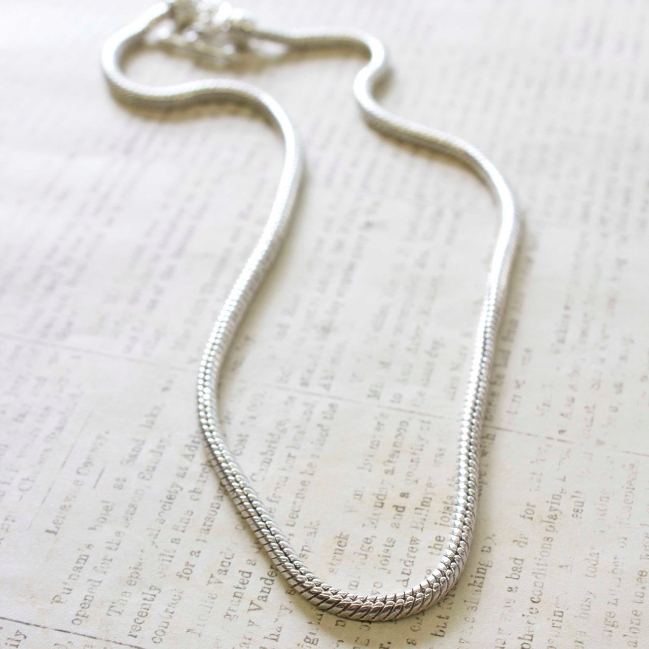 Vintage Oscar De La Renta 18 Inch Silver Tone Snake Chain Necklace Toggle Clasp #OS105