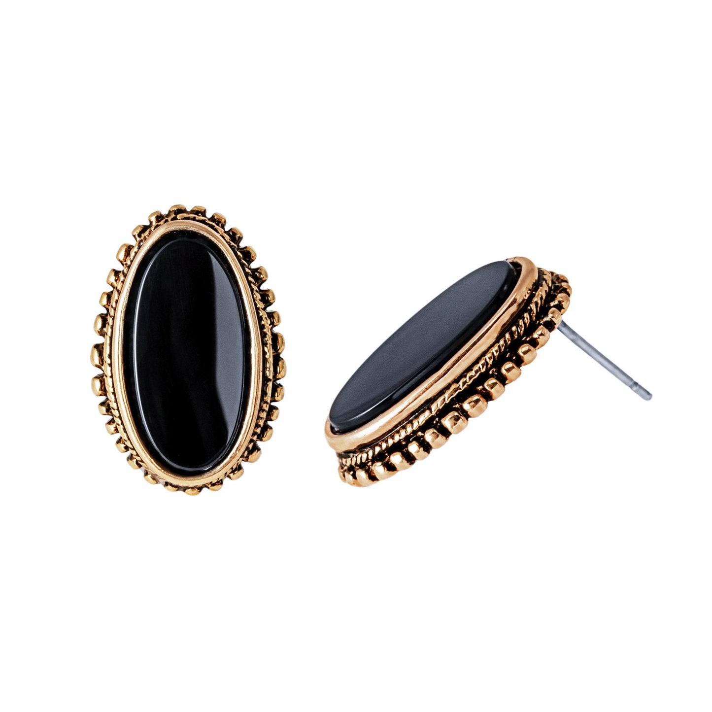 Vintage Earrings Genuine Onyx Stones Antique 18k Gold E268