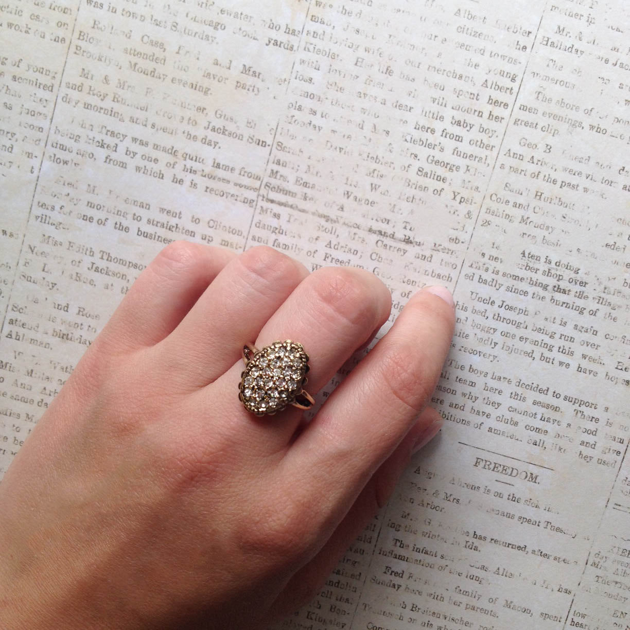 Vintage Ring Genuine Marcasite Ring Antique Pave #R1755 SIZE 6