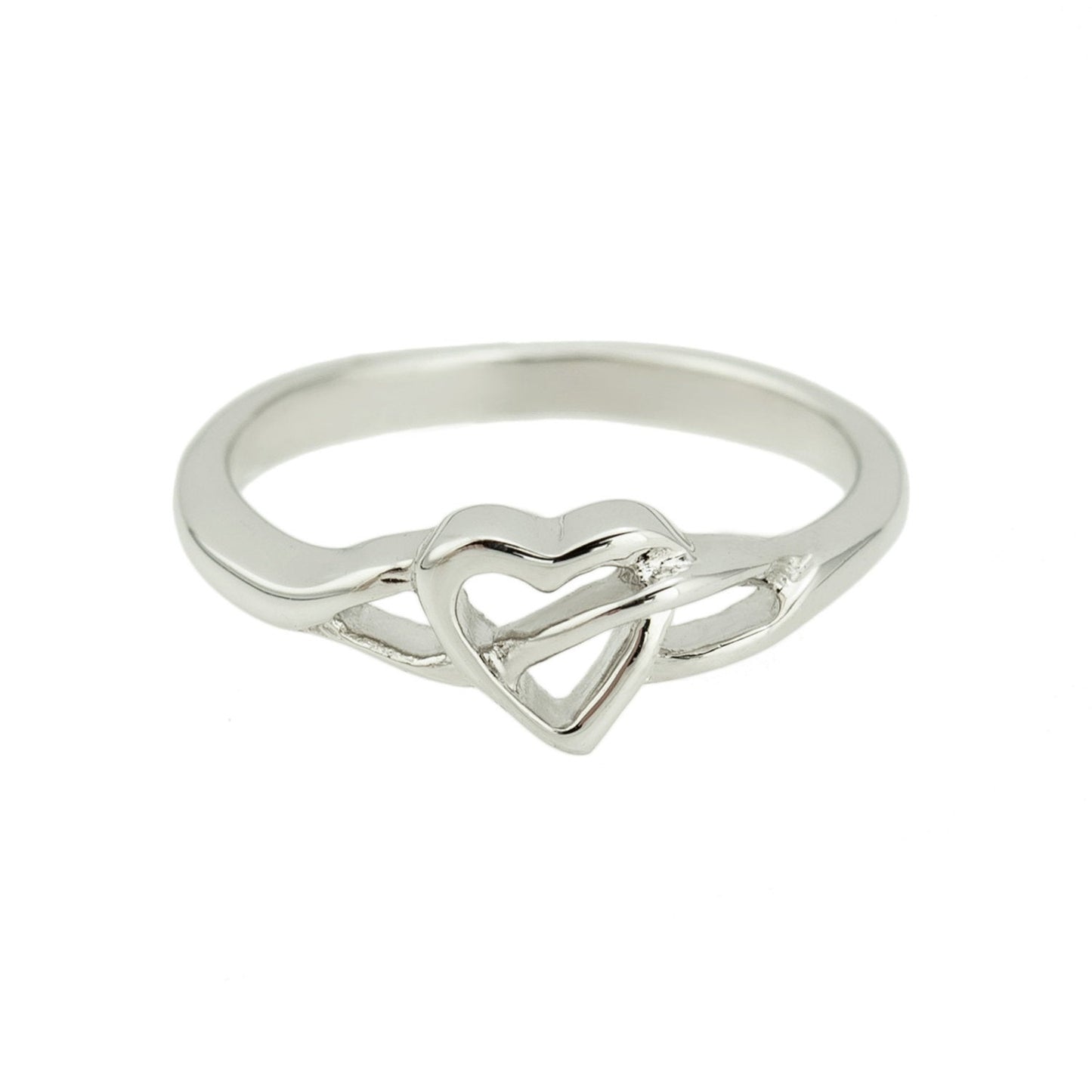 Vintage Ring 1980s Heart 18kt White Gold Silver Ring Antique Womans Jewelry #R1040-W