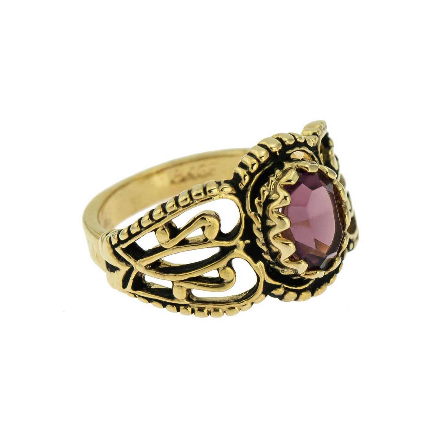 Vintage Jewelry Genuine Jade Ring Antiqued 18kt Yellow Gold Electroplated Made in the USA
